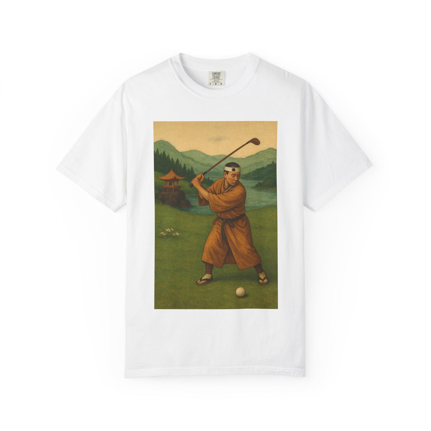 Vintage Golfer Graphic T-Shirt — Retro Asian-Inspired Golf Scene
