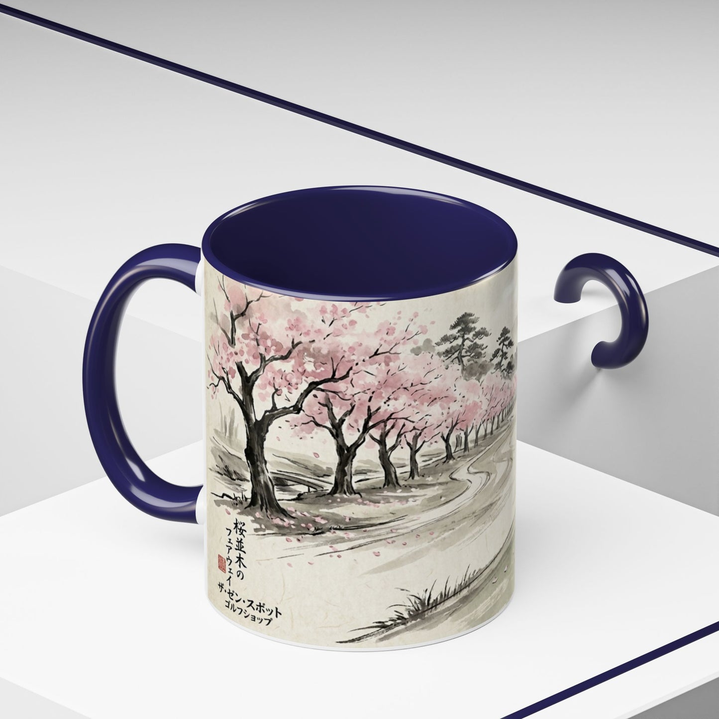 Zen Spot Golf Custom Cherry Blossom Golf Mug Scenic Sakura Golf Course Coffee Cup (11/15 oz)