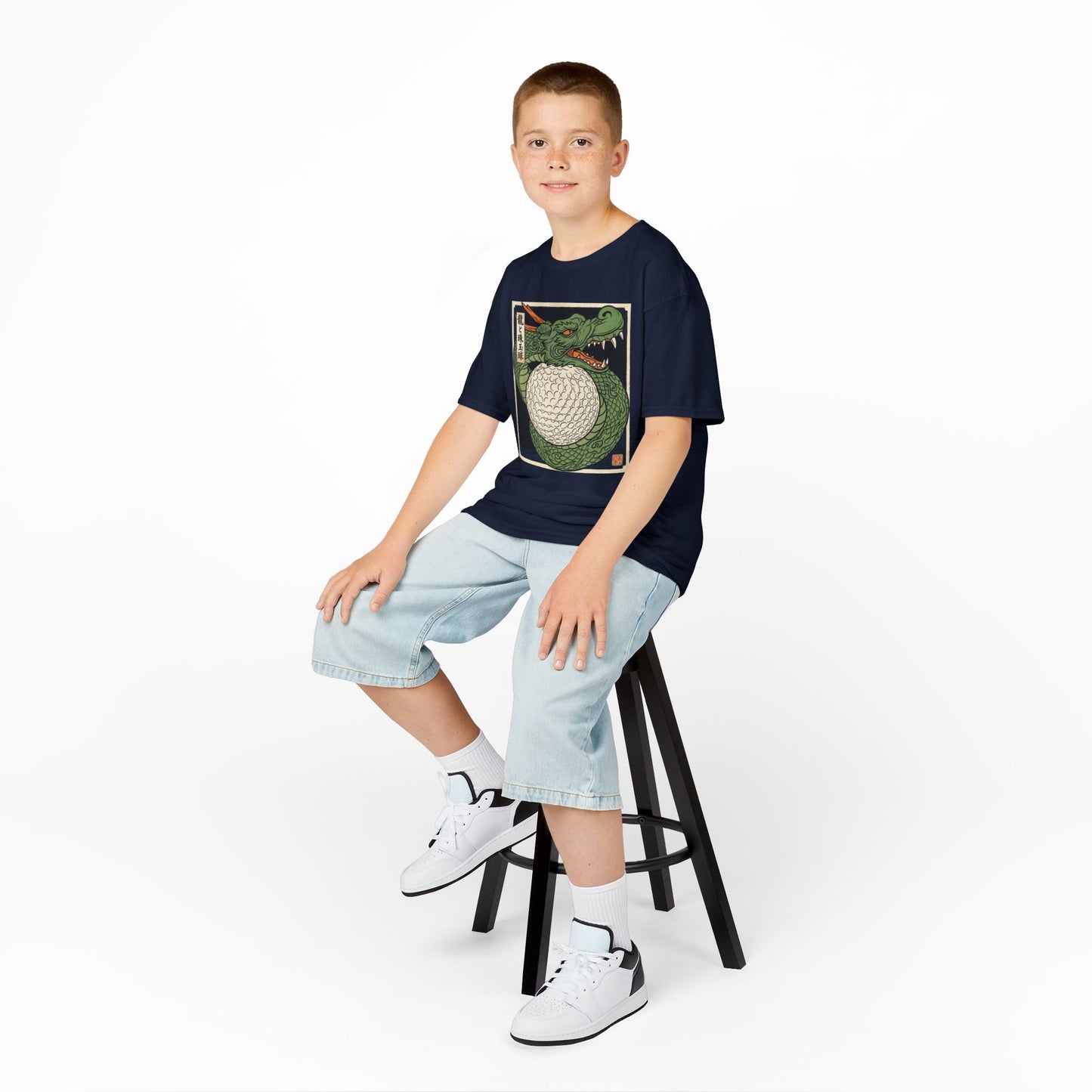 Zen Spot Golf Custom Green Dragon Wrapping a Golf Ball Kids Graphic T-Shirt