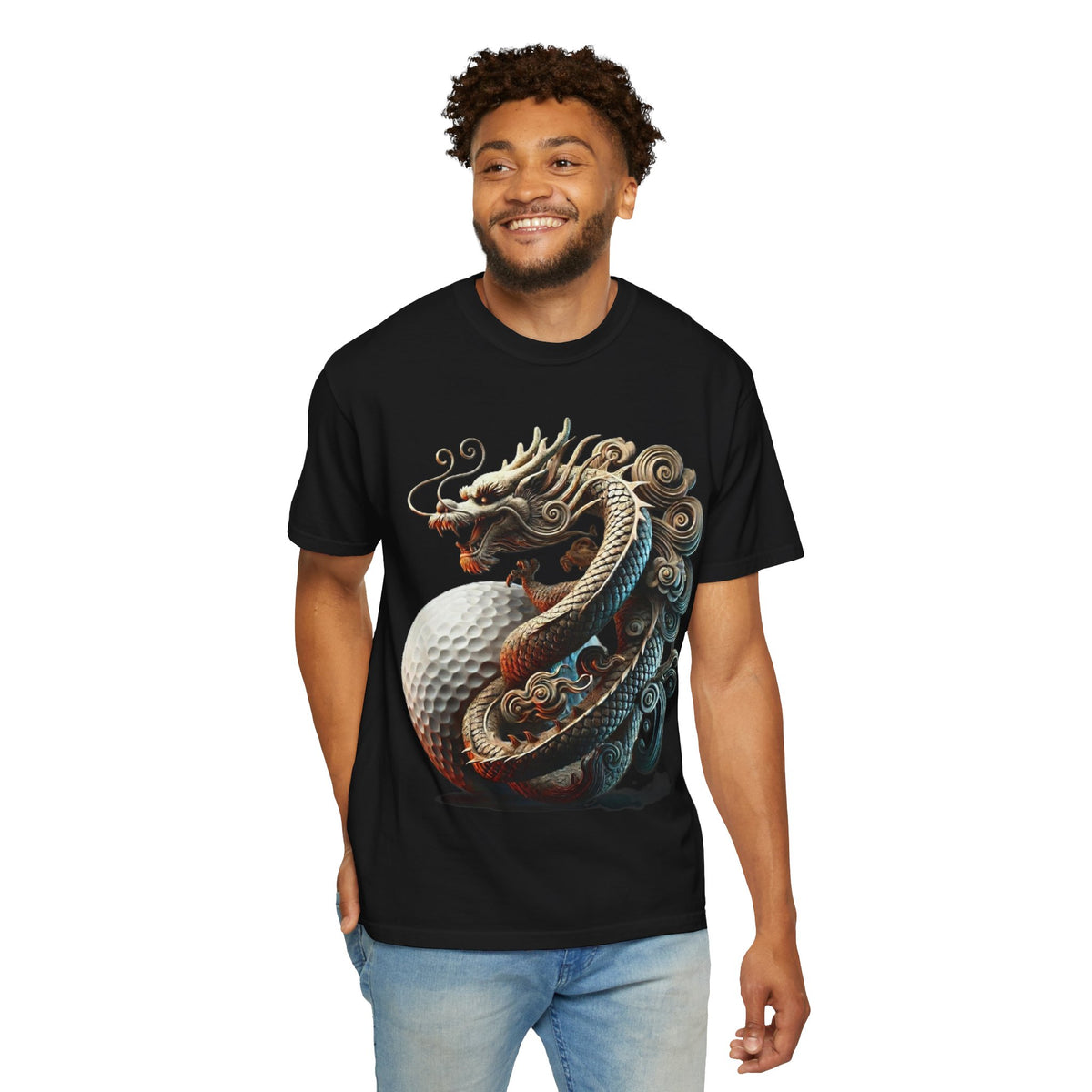 Dragon Wrapped Around Golf Ball Graphic T-Shirt