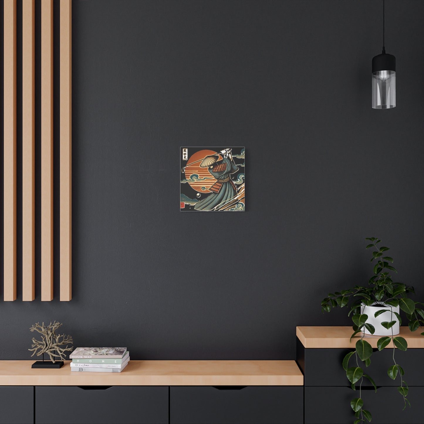Custom Samurai Golfer Canvas Print – Vintage Japanese Ukiyo-e Golf Art