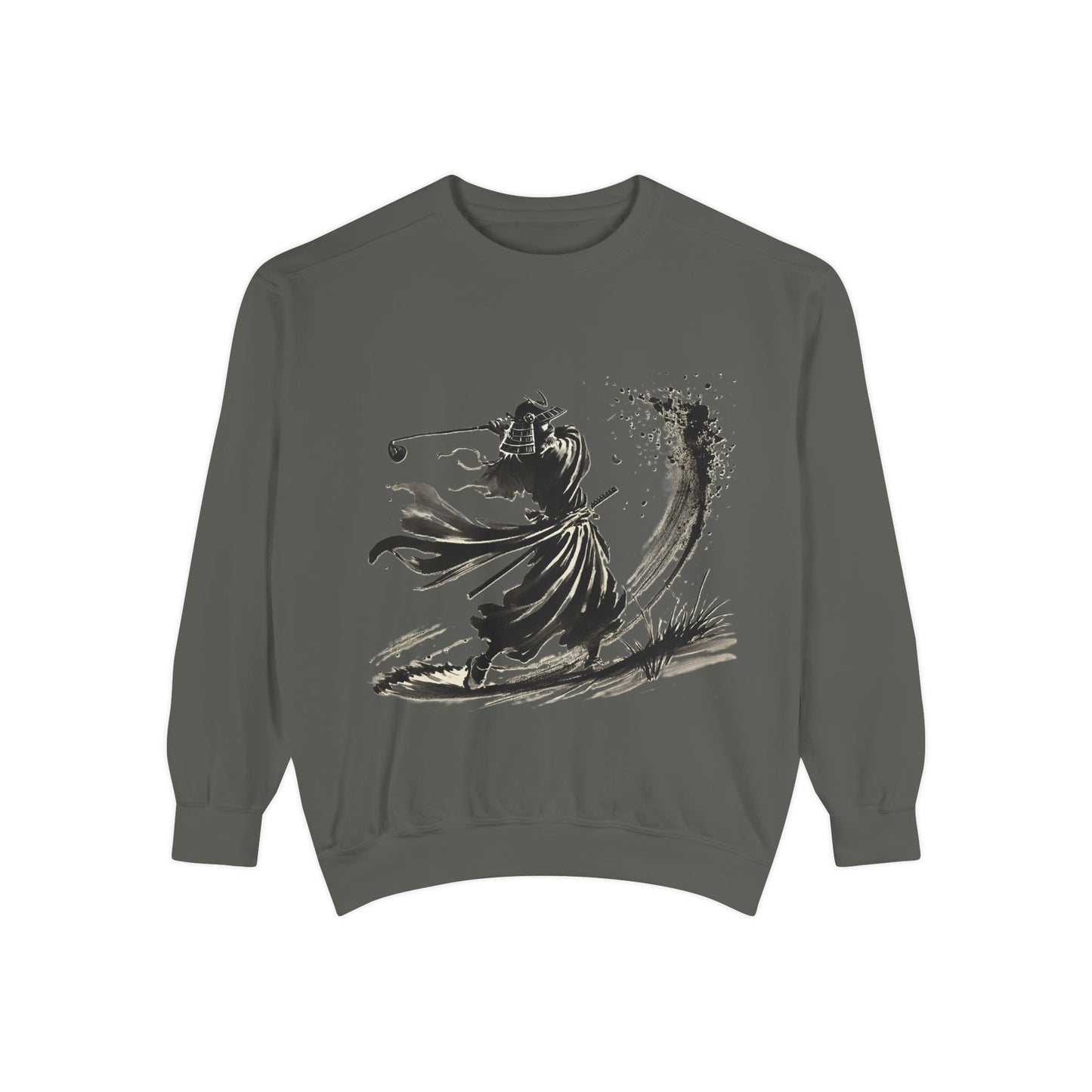 Samurai Golf Sweatshirt — Ink Brush Warrior Back Art
