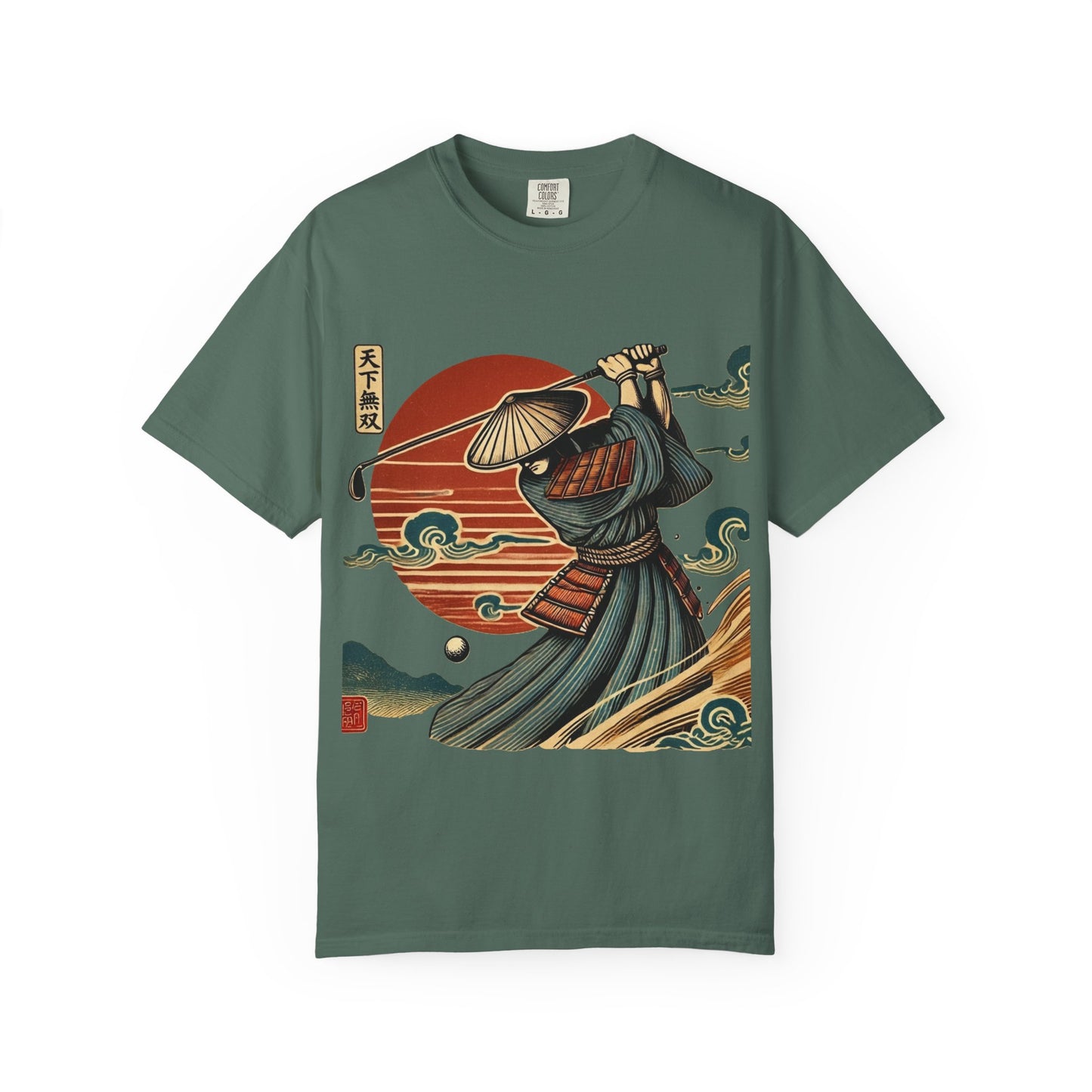Zen Spot Golf Custom Samurai Golfer Sunset T-Shirt