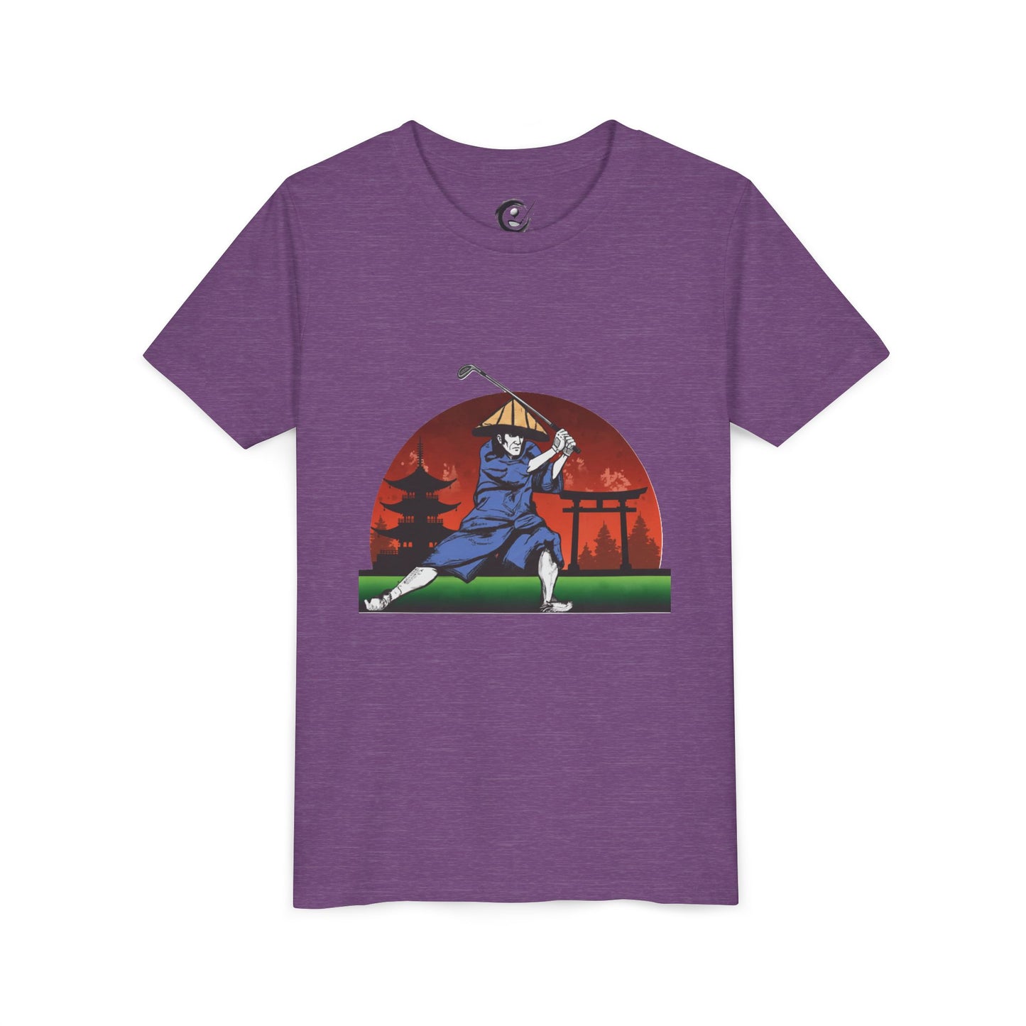 Zen Spot Golf Custom Japanese Samurai Golfer Graphic Kid T-Shirt