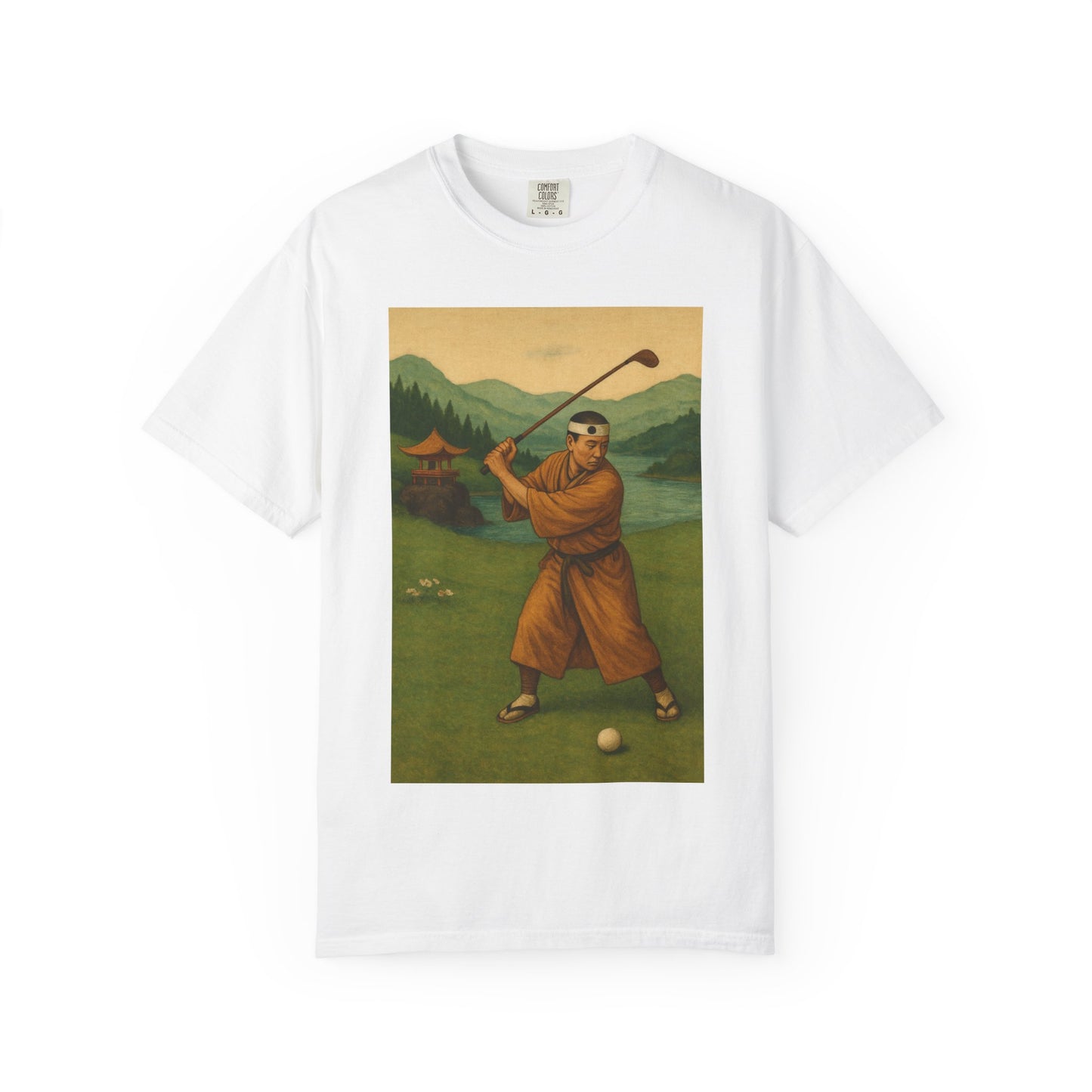 Zen Spot Golf Custom Vintage Golf Scene Monk Golfer Graphic T-Shirt