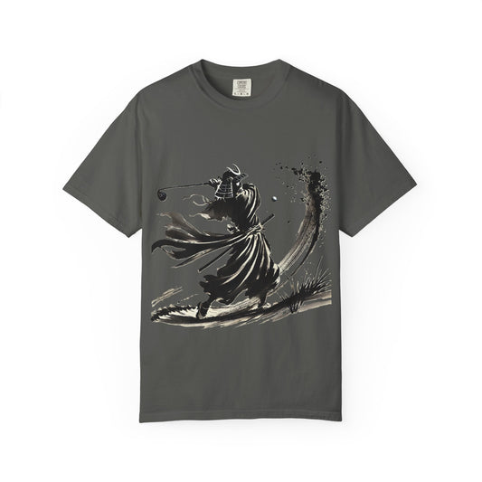 Zen Spot Golf Custom Samurai Golfer Ink Brushstroke T-Shirt