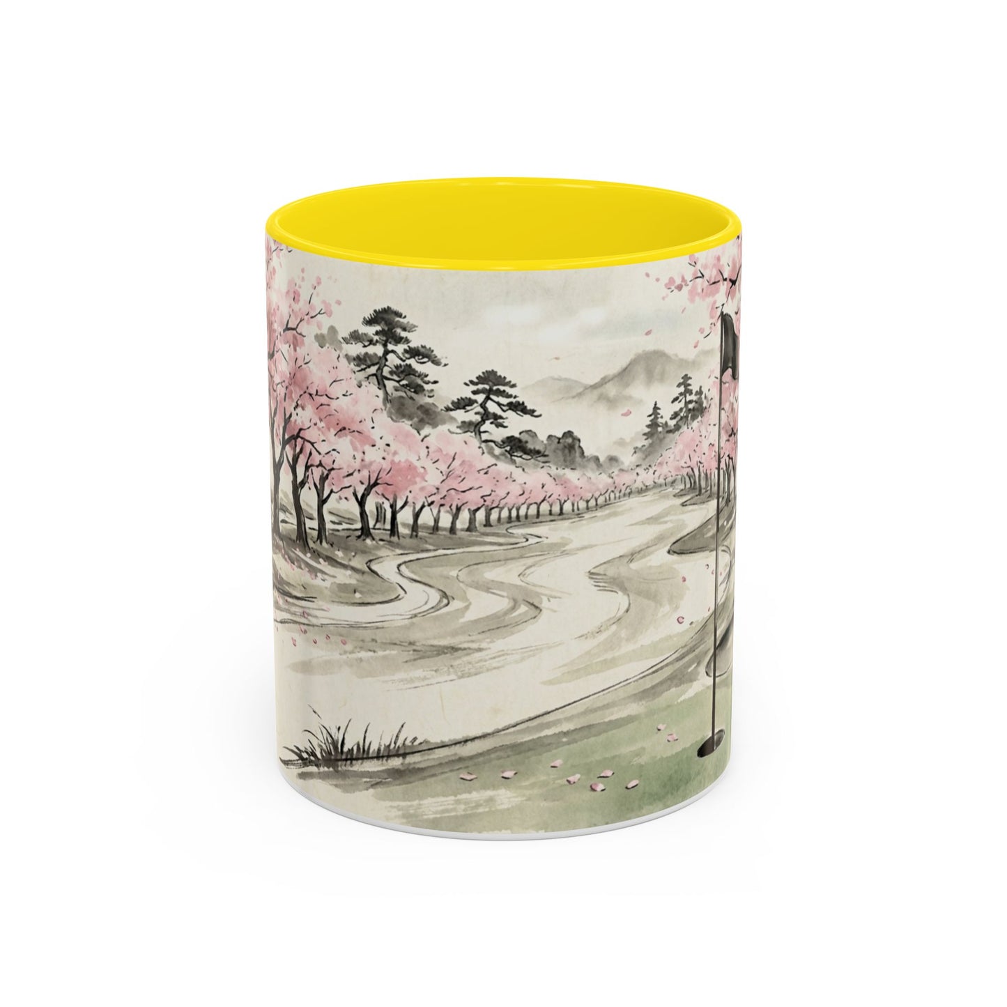 Zen Spot Golf Custom Cherry Blossom Golf Mug Scenic Sakura Golf Course Coffee Cup (11/15 oz)