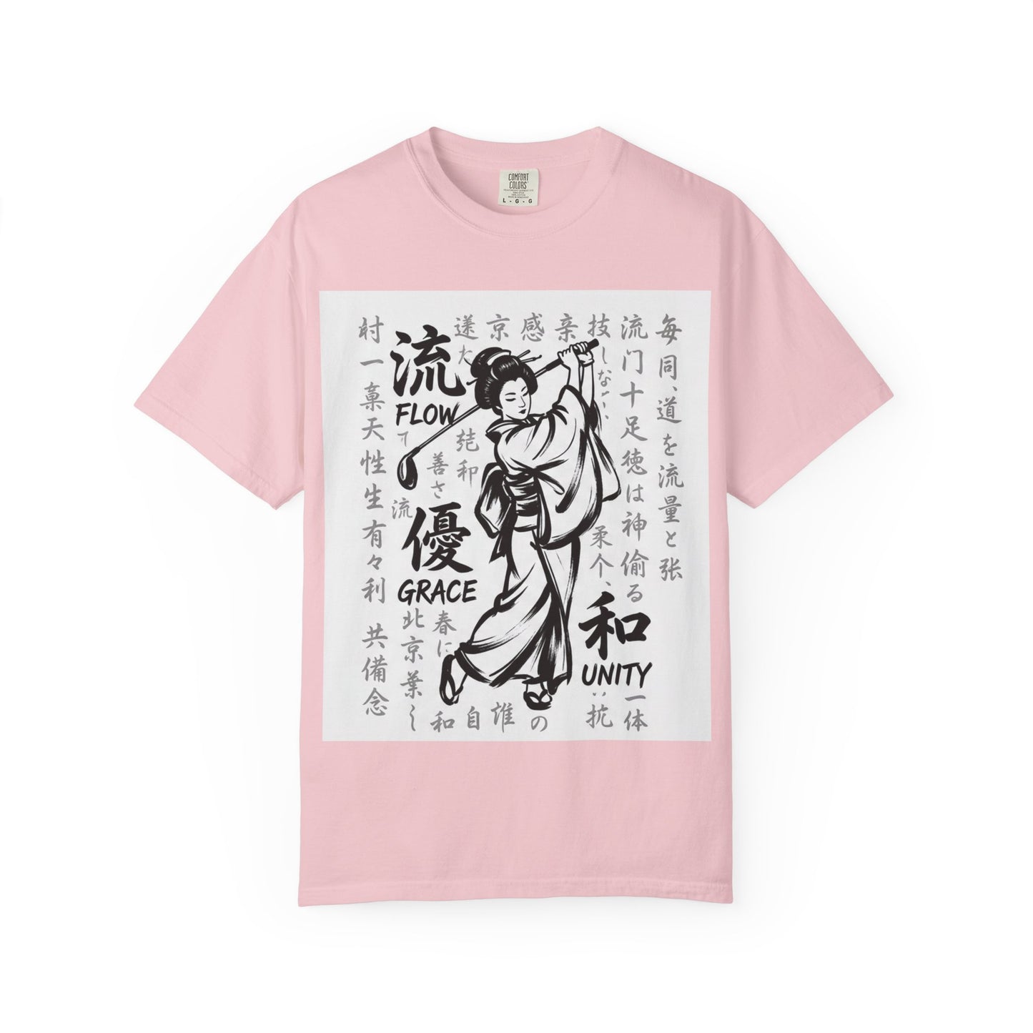 Zen Spot Golf Custom Geisha Kanji Flow, Grace, & Unity T-Shirt