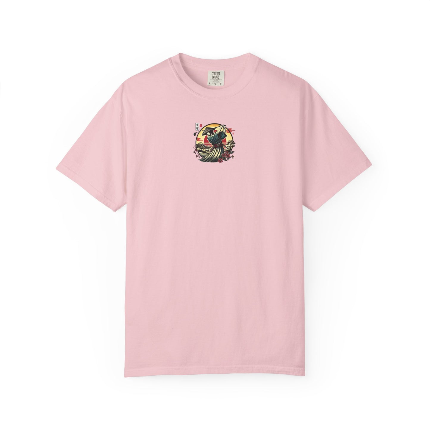 Zen Spot Golf Custom Japanese Warrior Samurai Golfer Sunset Graphic T-Shirt