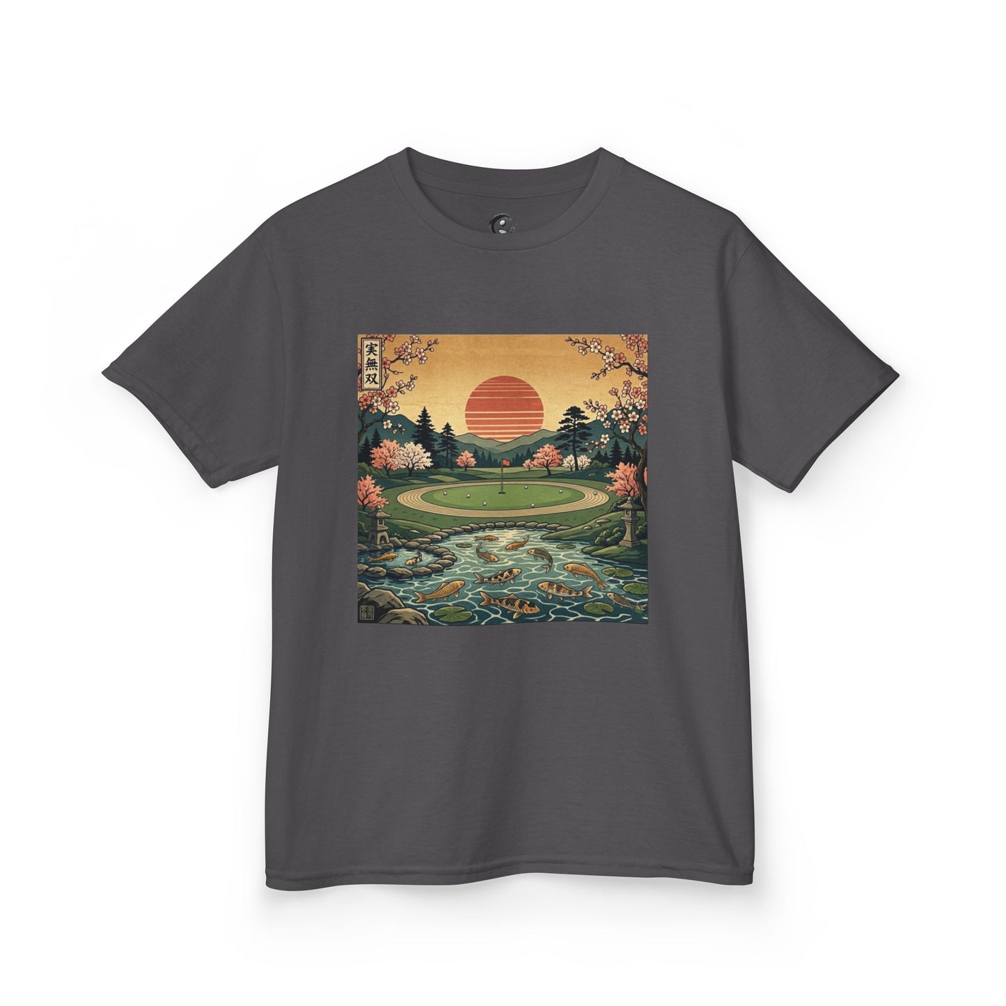 Zen Spot Golf Custom Vintage Japanese Sunset Golf Course Graphic Kids T-Shirt