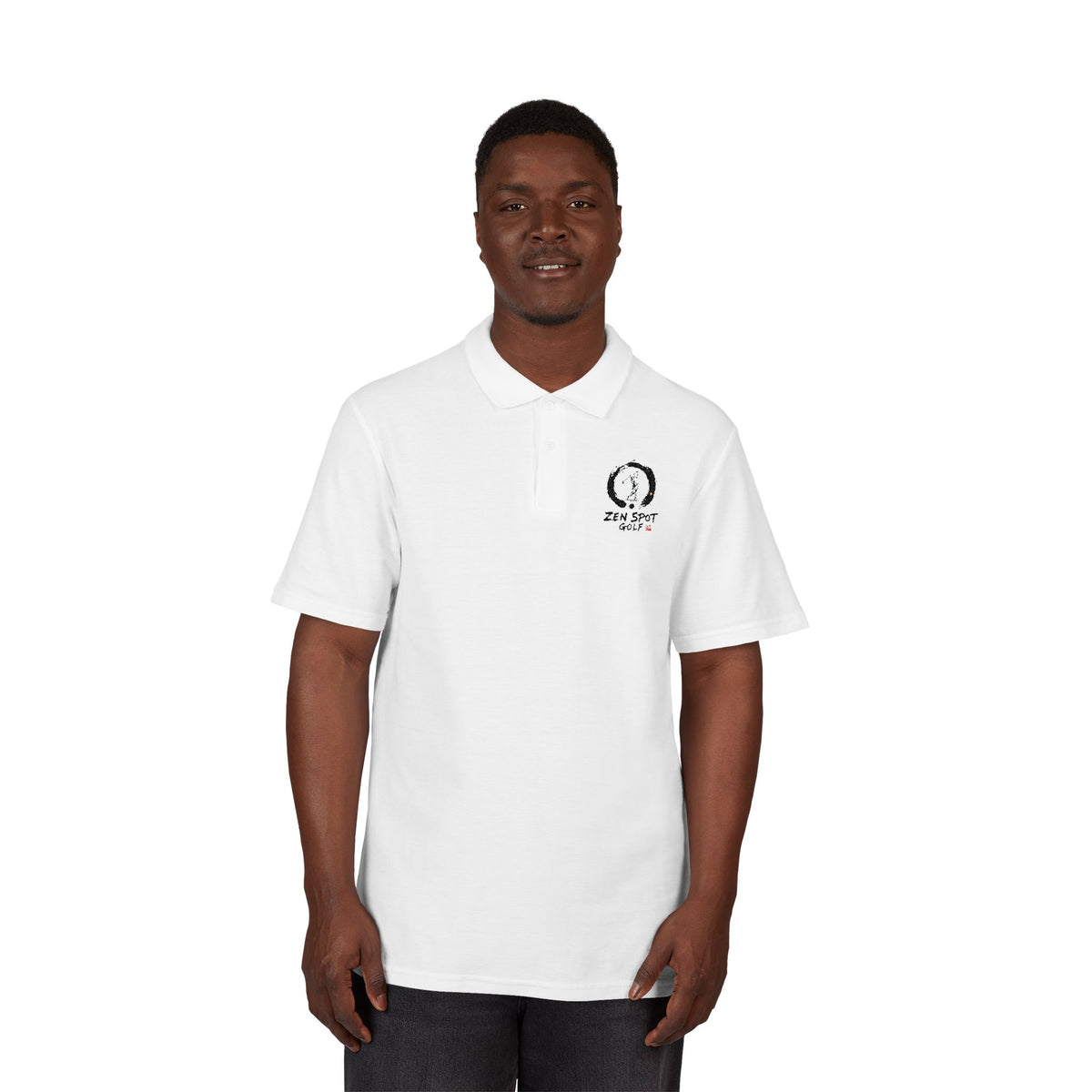 Zen Golfer in Enso Circle Zen Spot Golf Zanshin Polo