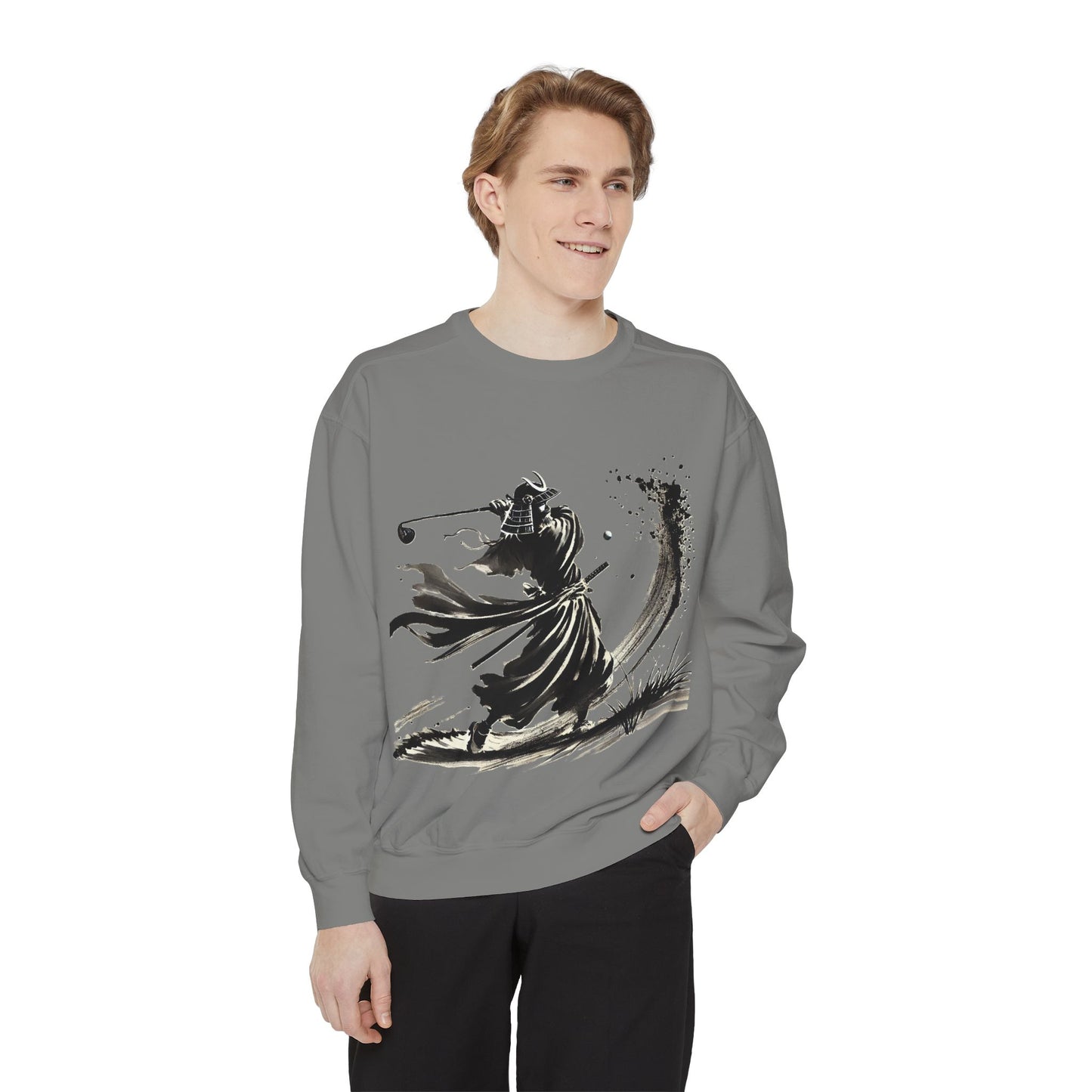 Zen Spot Golf Custom Ink Brush Warrior Samurai Golfer Sweatshirt