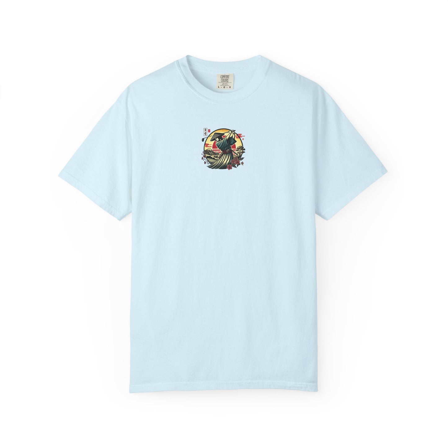 Zen Spot Golf Custom Japanese Warrior Samurai Golfer Sunset Graphic T-Shirt