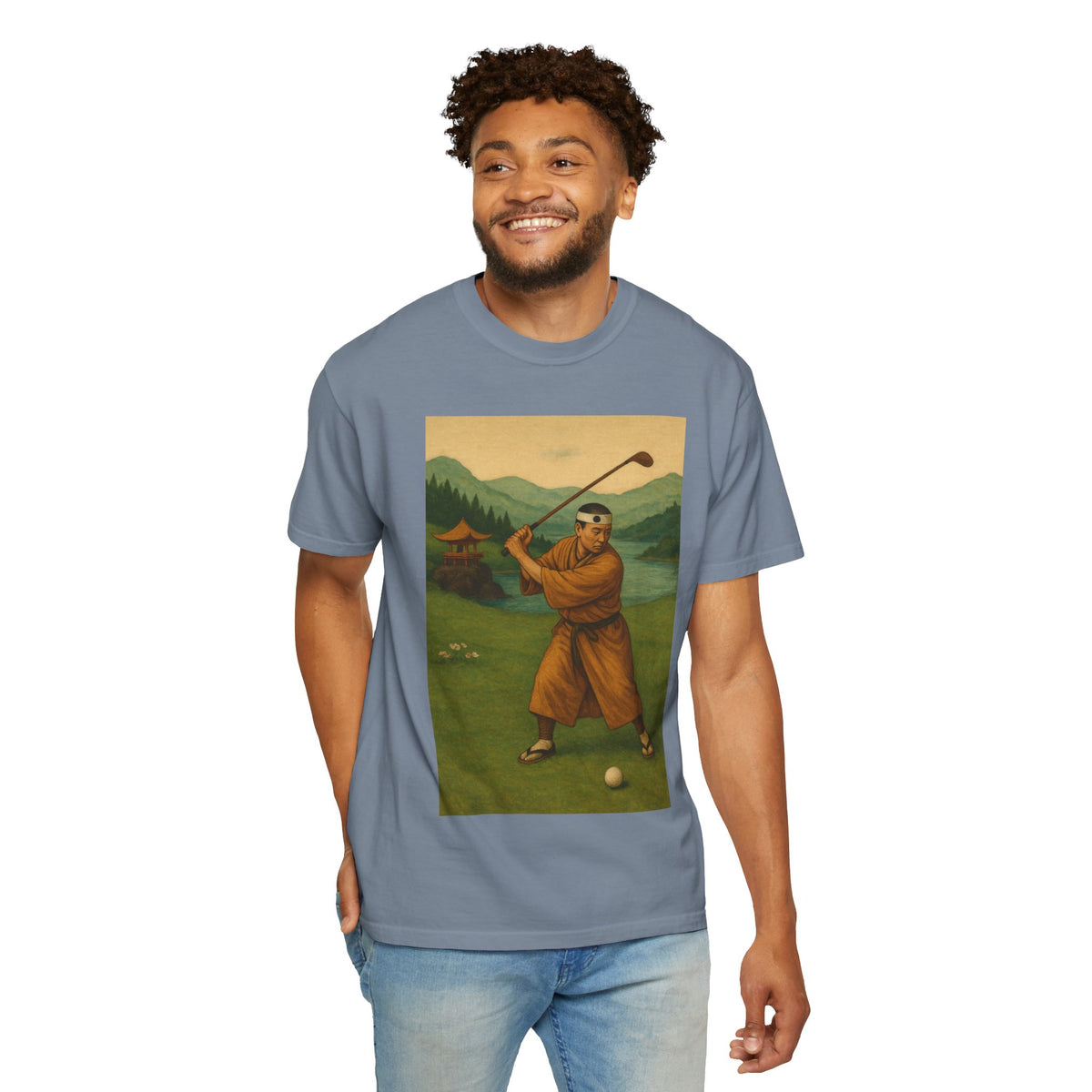 Vintage Golf Scene Monk Golfer Graphic T-Shirt
