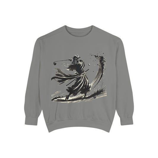 Zen Spot Golf Custom Ink Brush Warrior Samurai Golfer Sweatshirt