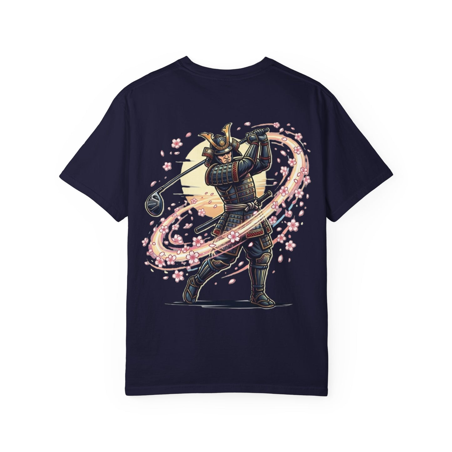 Zen Spot Golf Custom Warrior Samurai Golfer with Sakura Swing Graphic T-Shirt