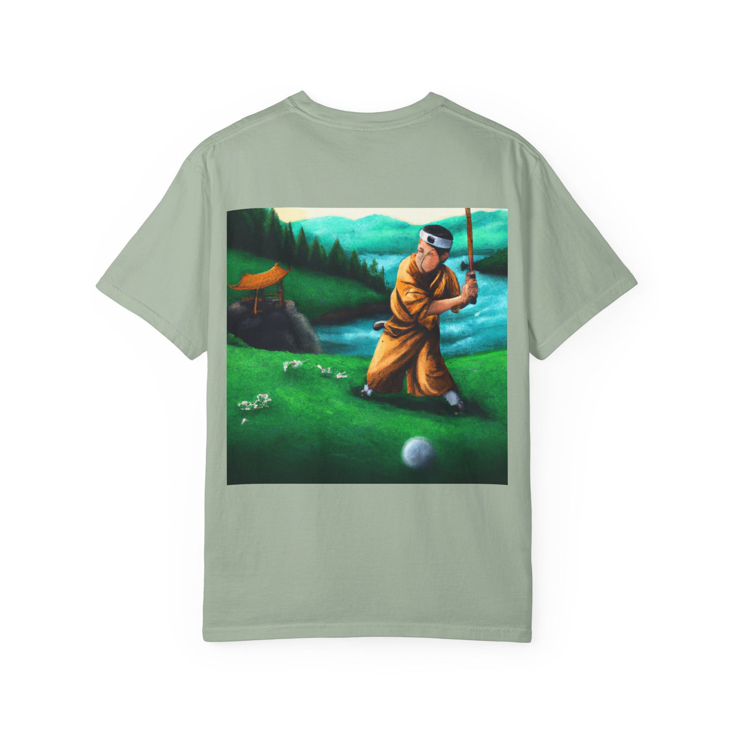 Zen Spot Golf Custom Monk Golfer Oil Painting Art Graphic T-Shirt