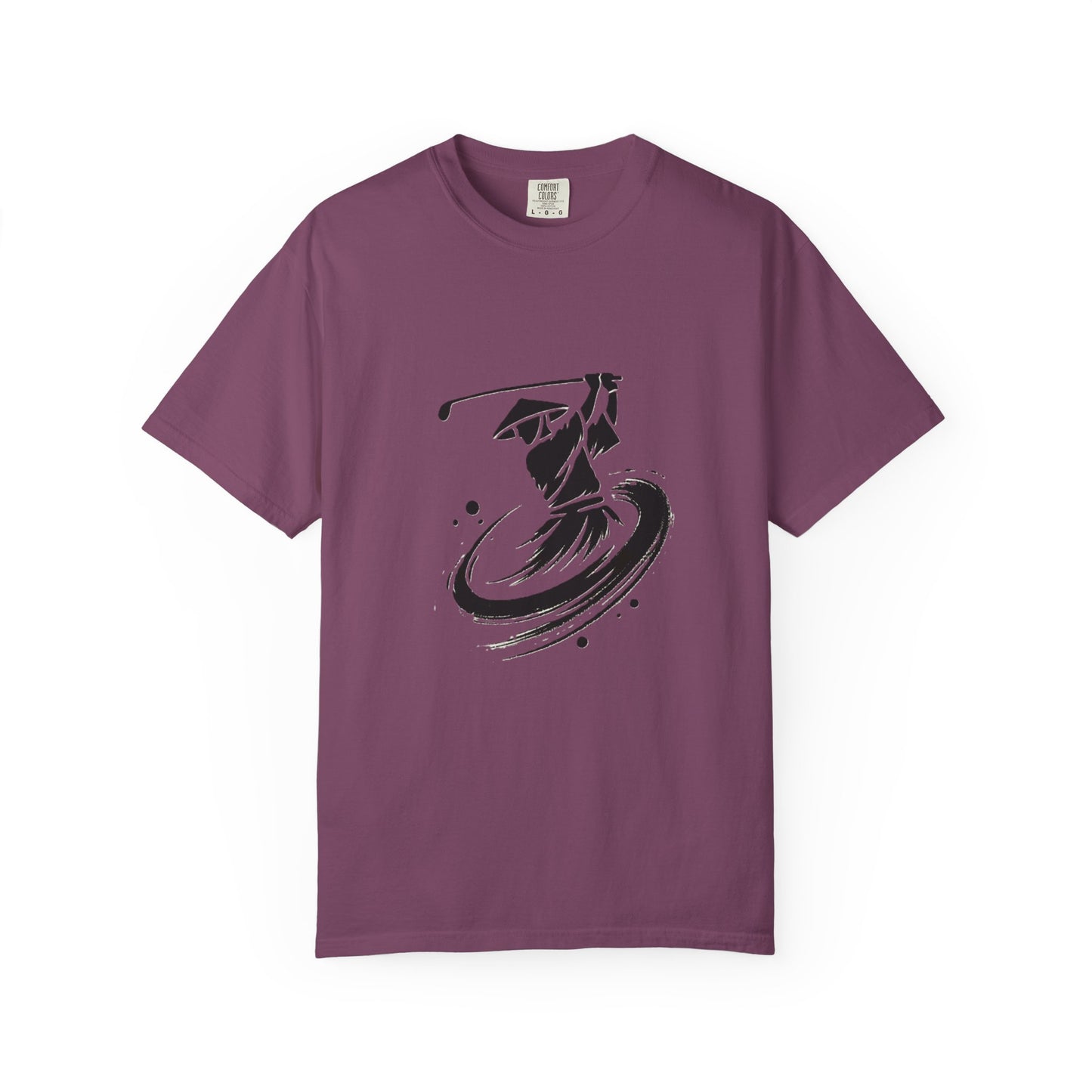 Zen Spot Golf Custom Ink Brush Zen Golfer Swing Graphic T‑Shirt