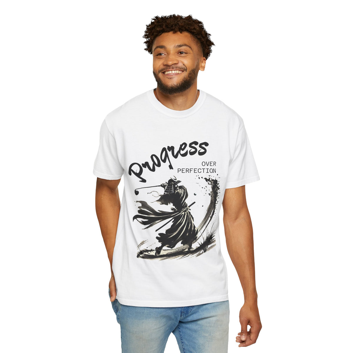 Progress Over Perfection T-Shirt — Inspirational Samurai Graphic Tee