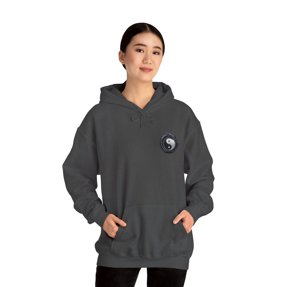 Embroidered Yin Yang Dragon Golf Ball Hoodie