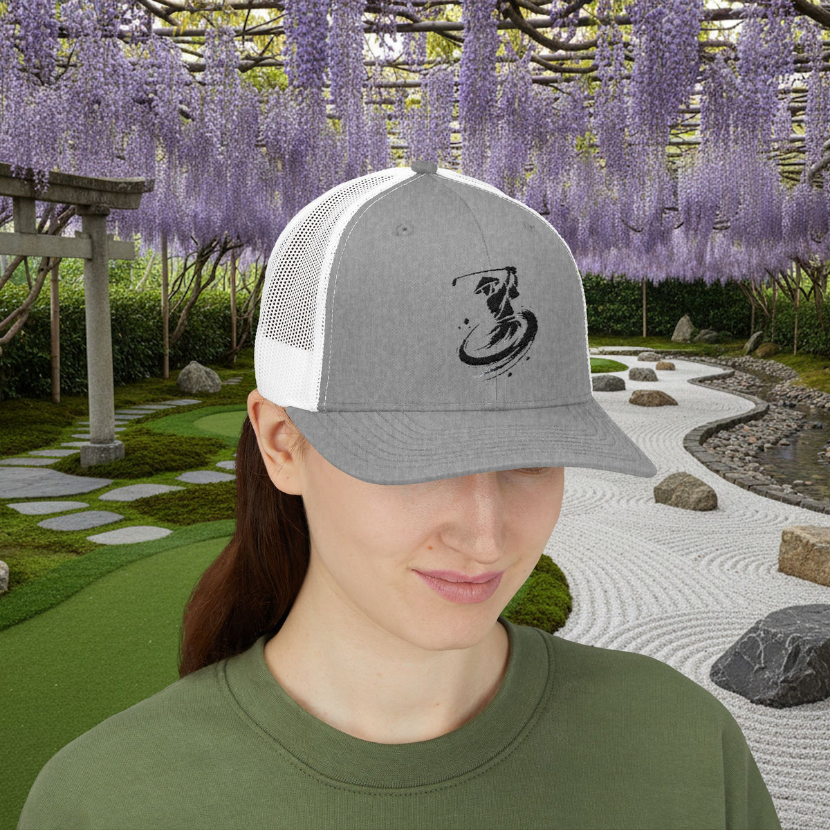 Embroidered Kendo Samurai Golf Swing Trucker Hat