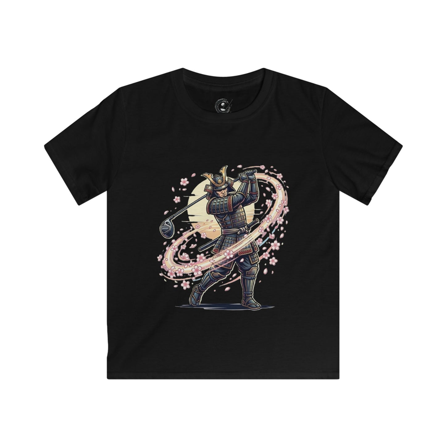 Zen Spot Golf Custom Samurai Golfer Kids Vintage Warrior Swing Graphic T‑Shirt