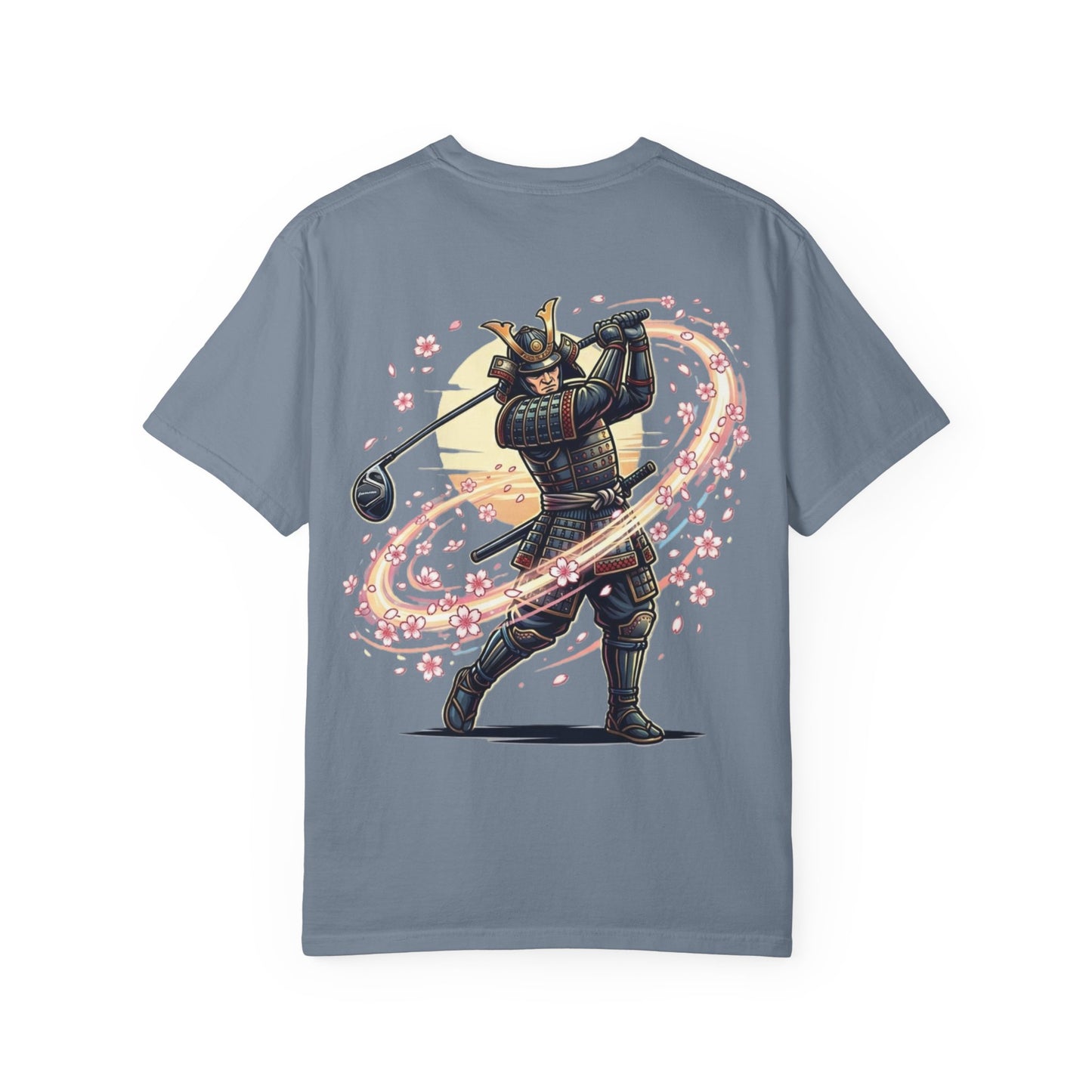 Zen Spot Golf Custom Warrior Samurai Golfer with Sakura Swing Graphic T-Shirt