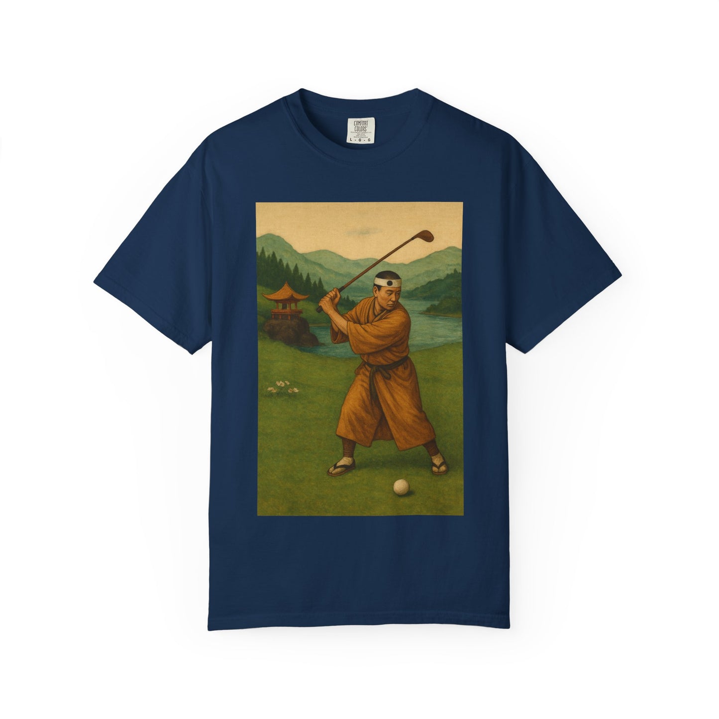 Vintage Golfer Graphic T-Shirt — Retro Asian-Inspired Golf Scene