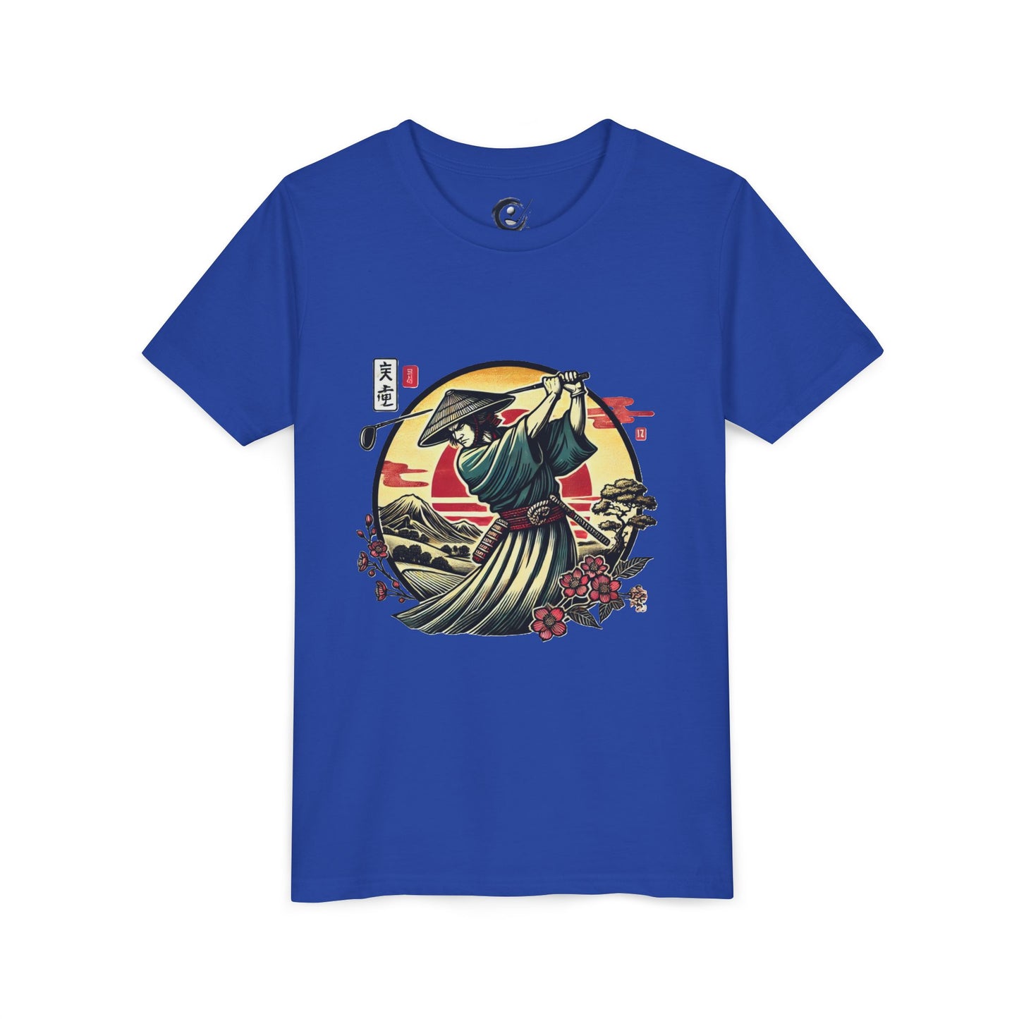 Zen Spot Golf Custom Samurai Golfer Sunset Graphic Youth T-Shirt