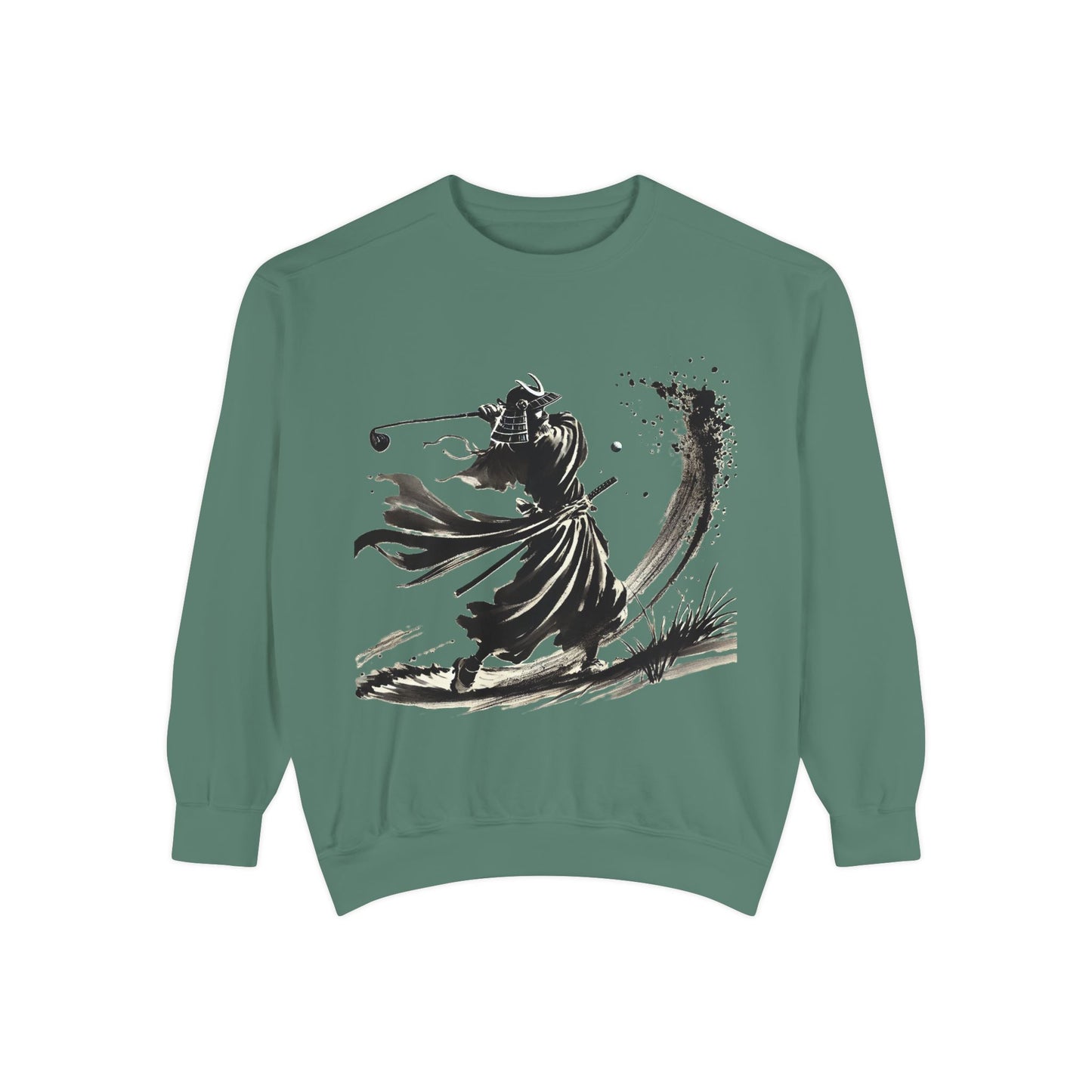 Zen Spot Golf Custom Ink Brush Warrior Samurai Golfer Sweatshirt