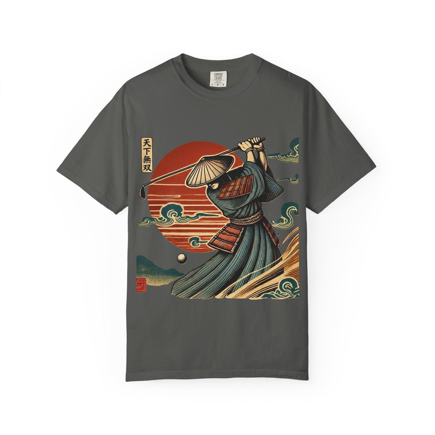 Zen Spot Golf Custom Samurai Golfer Sunset T-Shirt