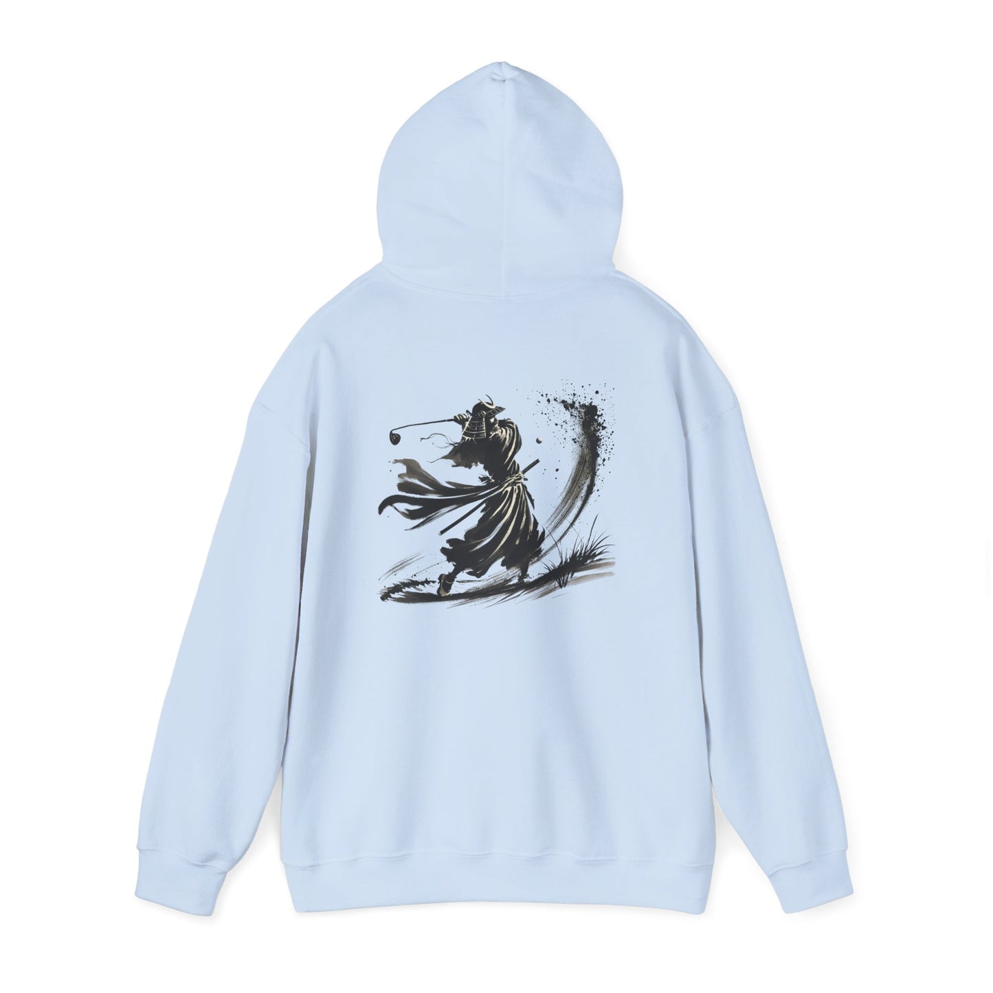 Zen Spot Golf Custom Gildan Samurai Golfer Ink Brush Stroke Hoodie | Sumi-e Warrior Back Print