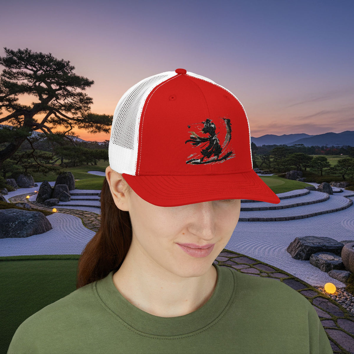 Embroidered Bunker Blast Samurai Golfer Trucker Cap