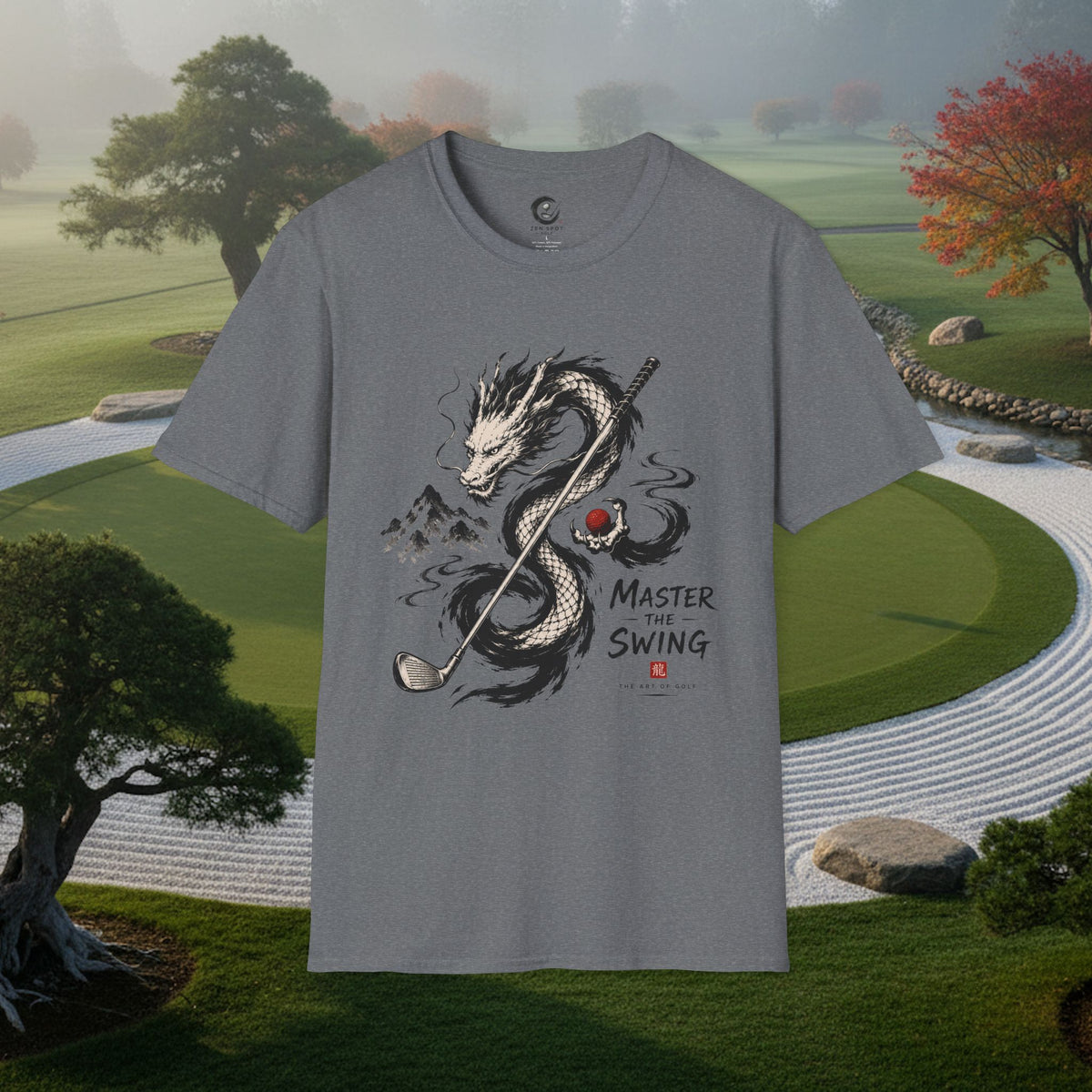 Dragon Golf T-Shirt — "Master the Swing" Asian Ink-Style Golf Shirt