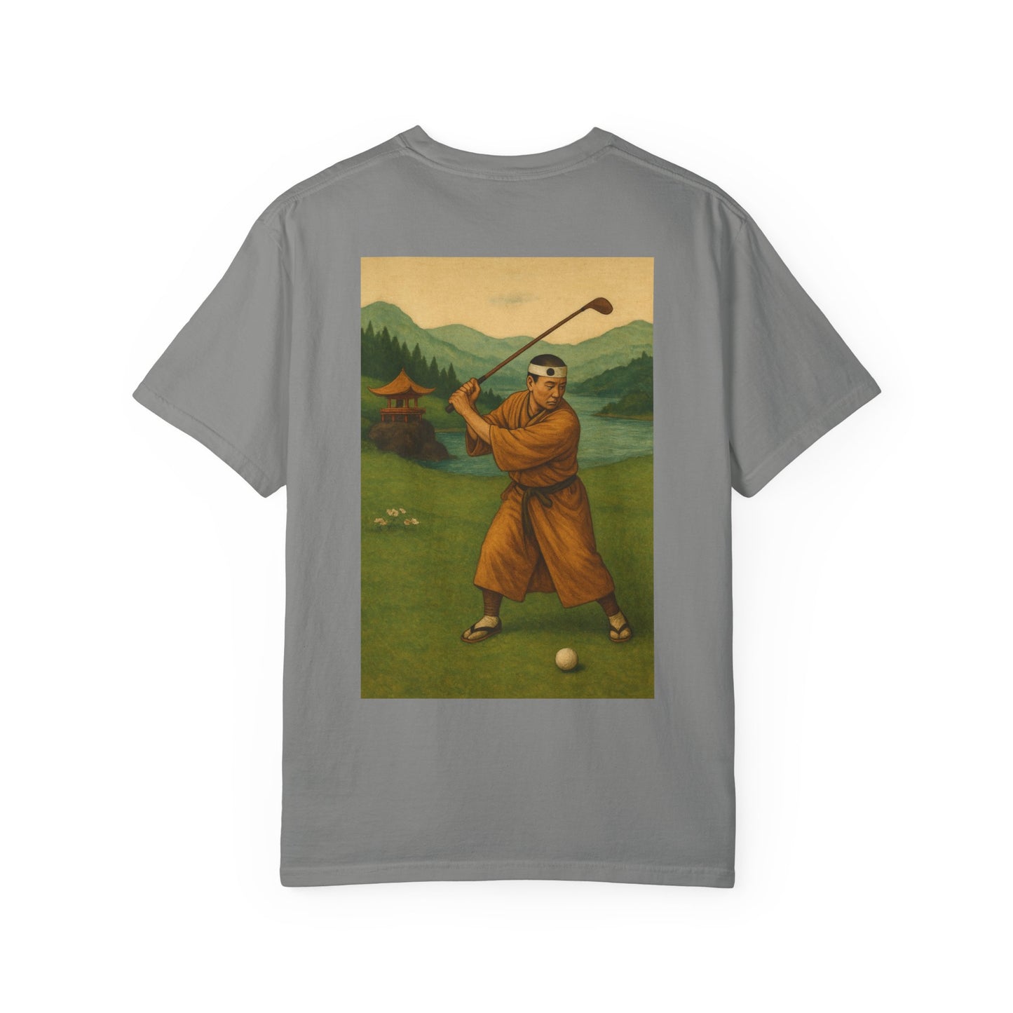 Vintage Golfer Graphic T-Shirt — Retro Asian-Inspired Golf Scene