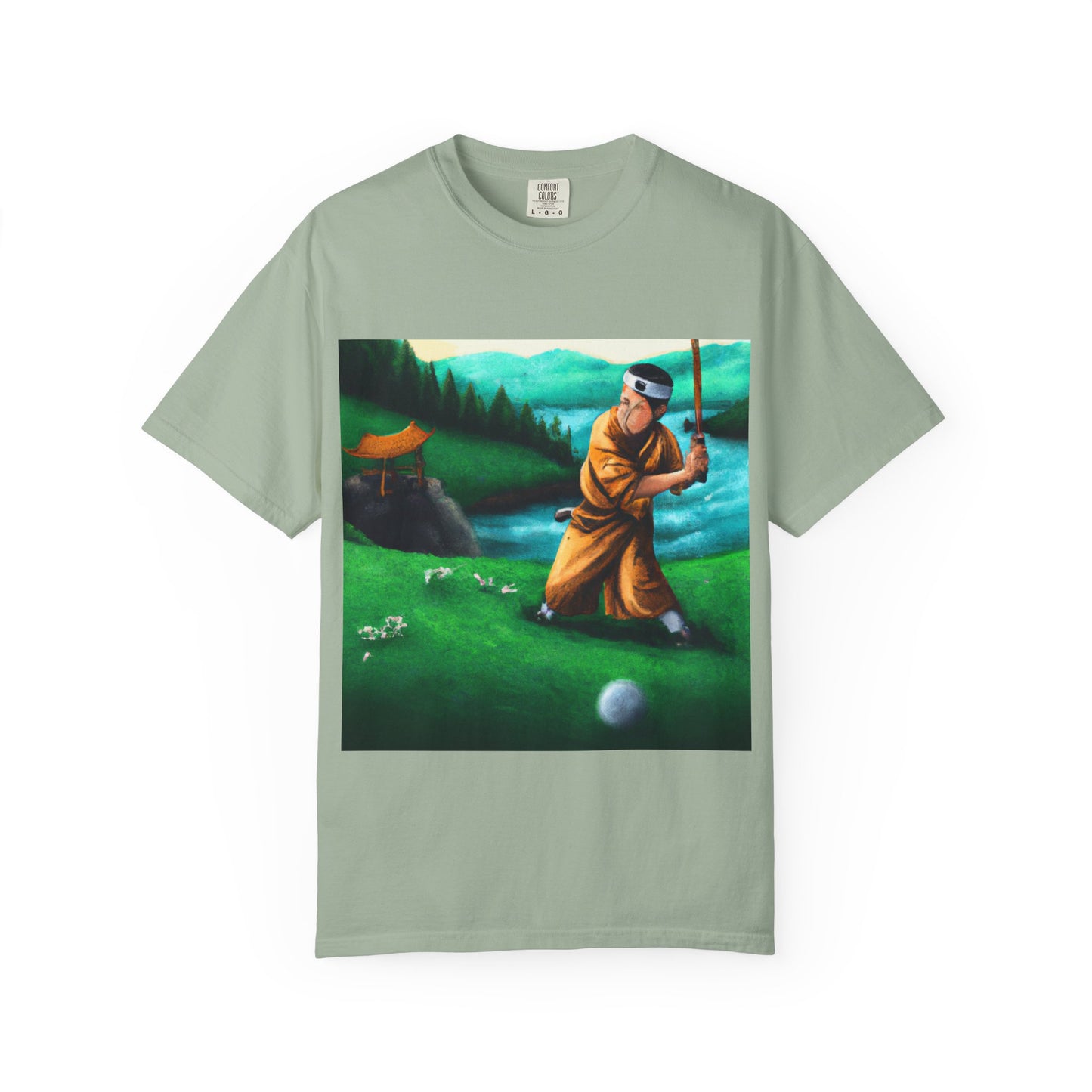 Zen Spot Golf Custom Monk Golfer Oil Painting Art Graphic T-Shirt