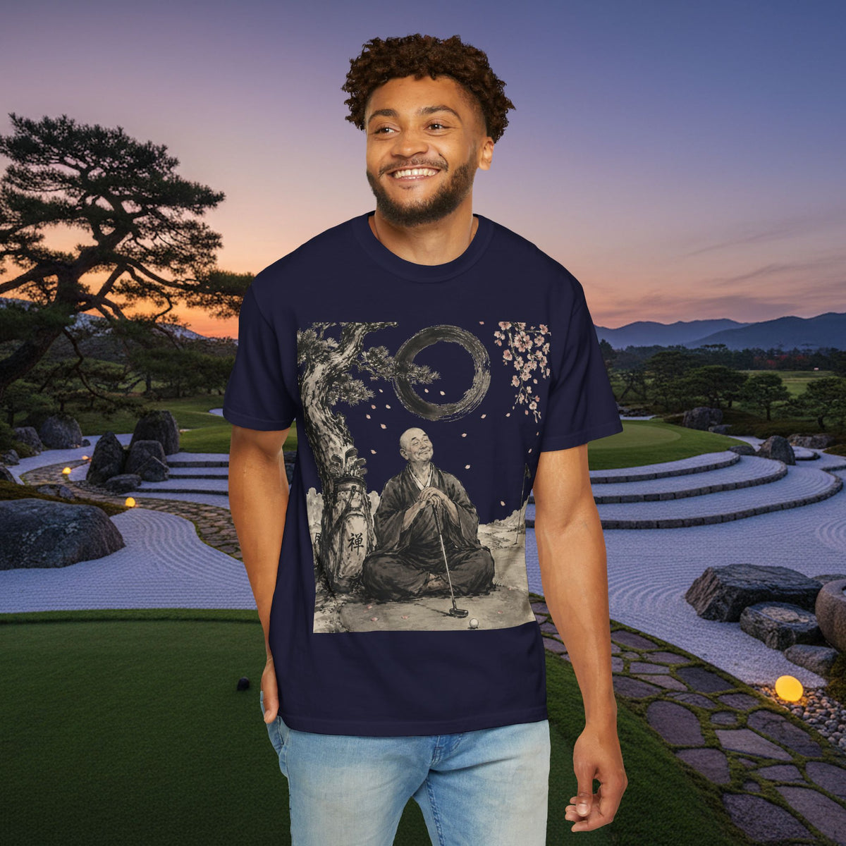 Zen Monk Meditation T-Shirt — 'Enso' Circle Tranquility Tee