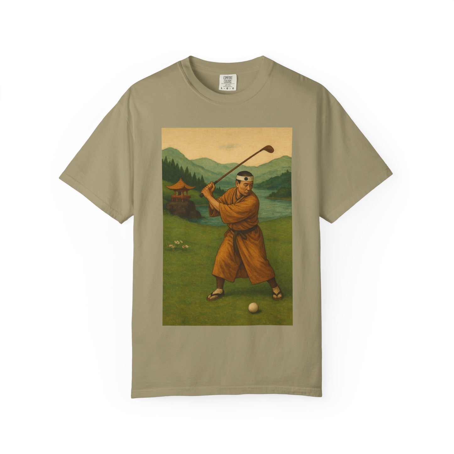 Vintage Golfer Graphic T-Shirt — Retro Asian-Inspired Golf Scene