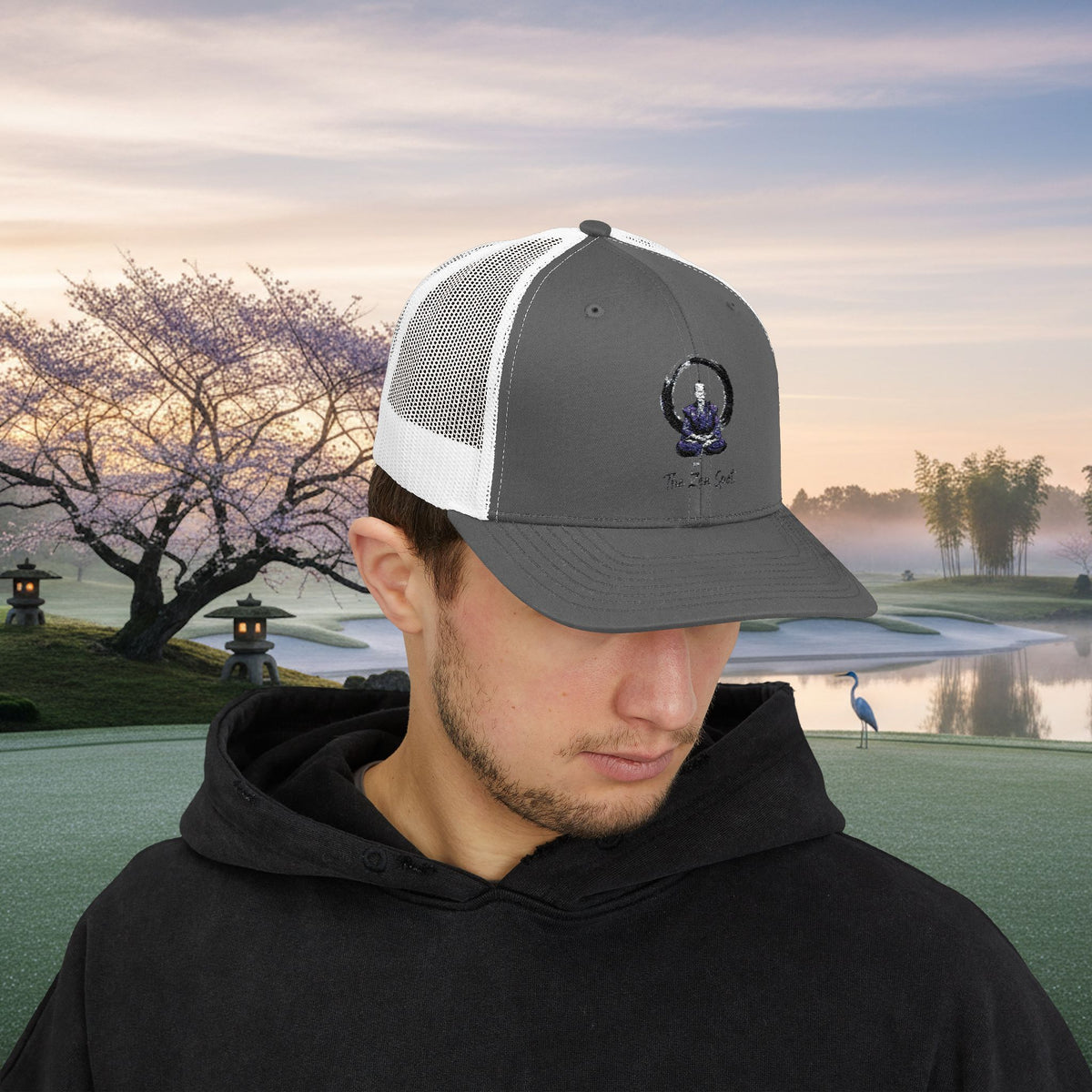 Embroidered Meditation Samurai Golfer Trucker Hat