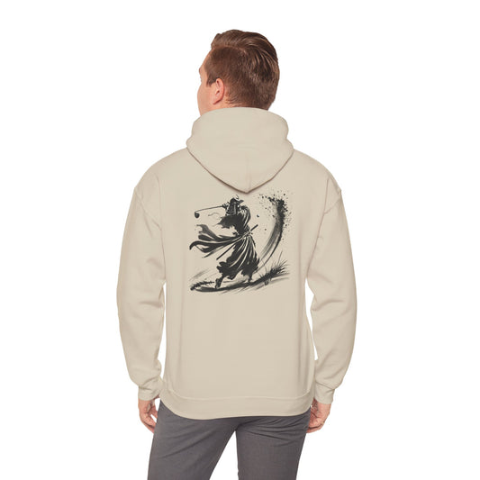 Zen Spot Golf Custom Samurai Golfer Ink Brush Stroke Back Print Hoodie
