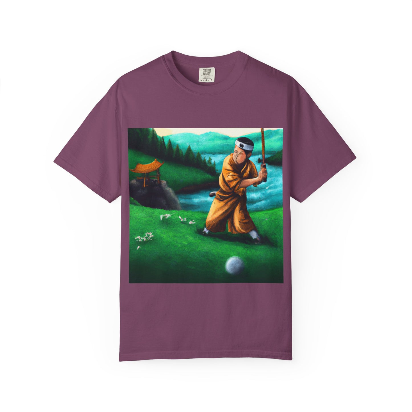 Zen Spot Golf Custom Monk Golfer Oil Painting Art Graphic T-Shirt