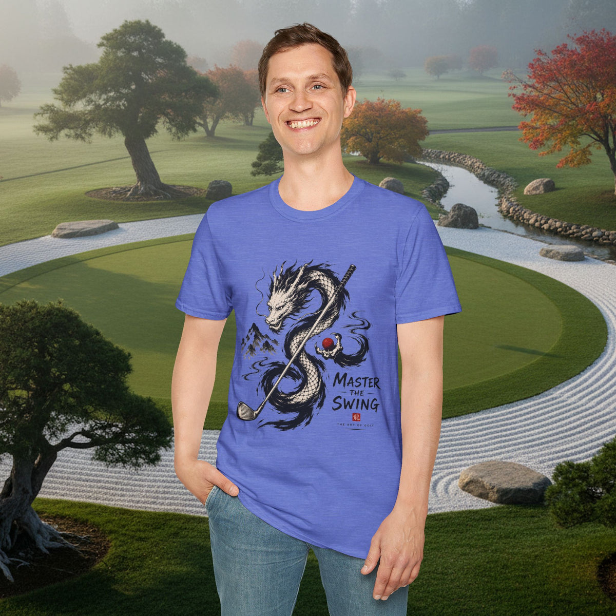 Dragon Golf T-Shirt — "Master the Swing" Asian Ink-Style Golf Shirt