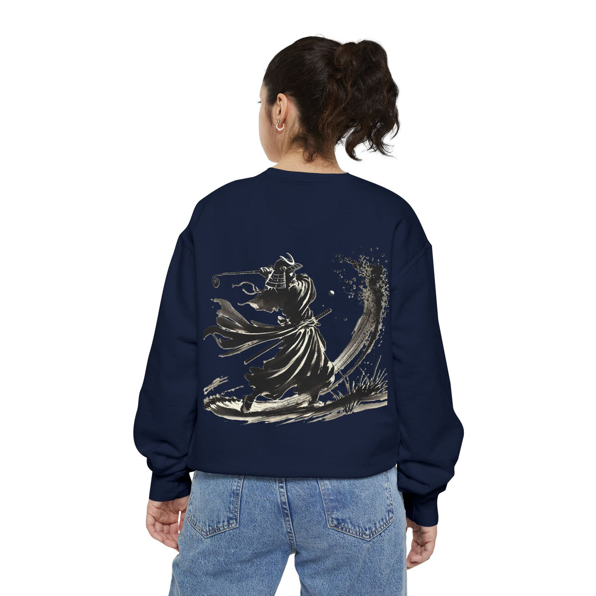 Bunker Blast Samurai Golfer Chest and Back Print Sweatshirt