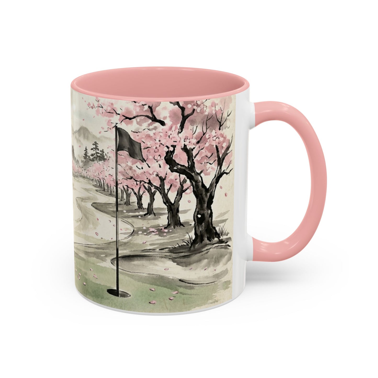 Zen Spot Golf Custom Cherry Blossom Golf Mug Scenic Sakura Golf Course Coffee Cup (11/15 oz)