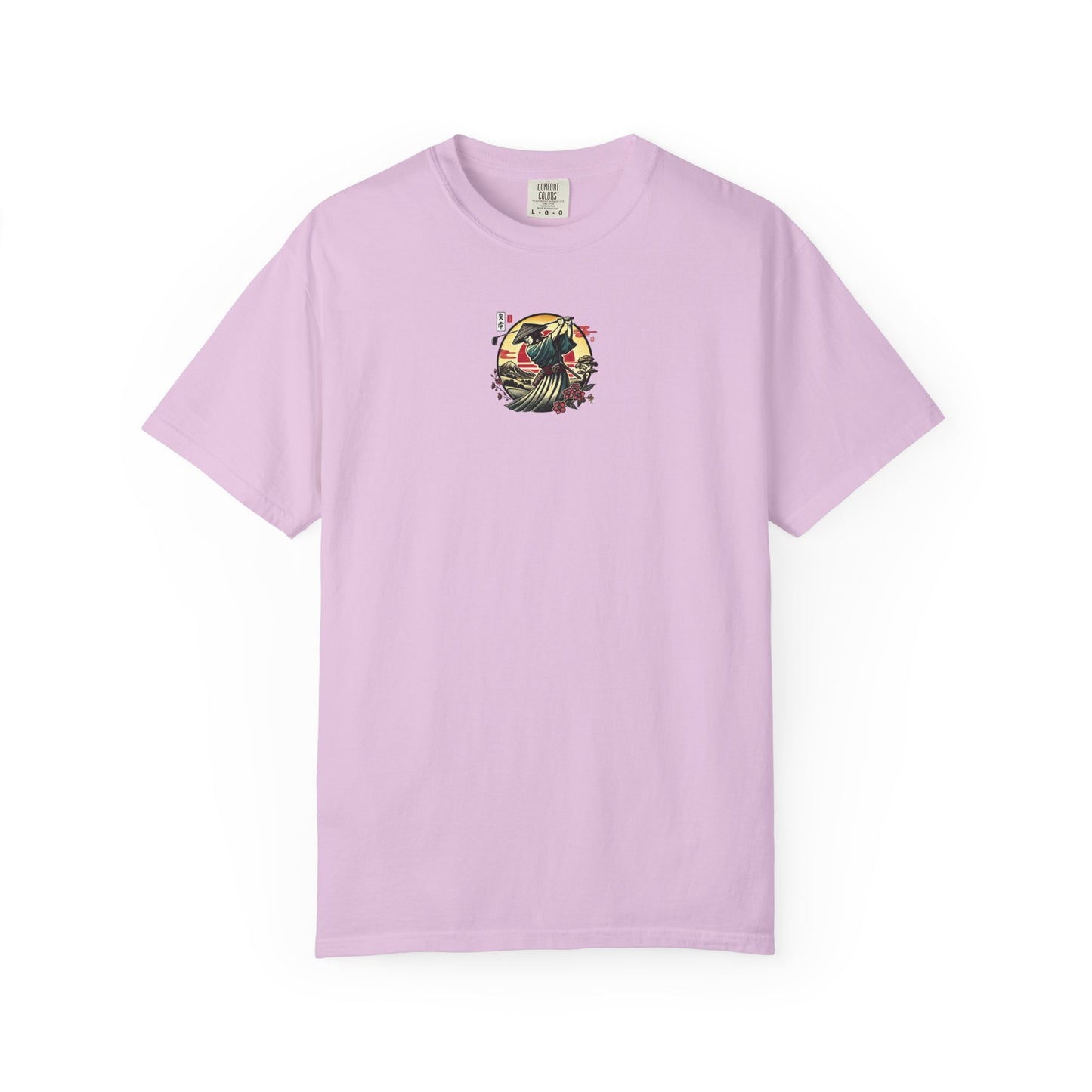 Zen Spot Golf Custom Japanese Warrior Samurai Golfer Sunset Graphic T-Shirt