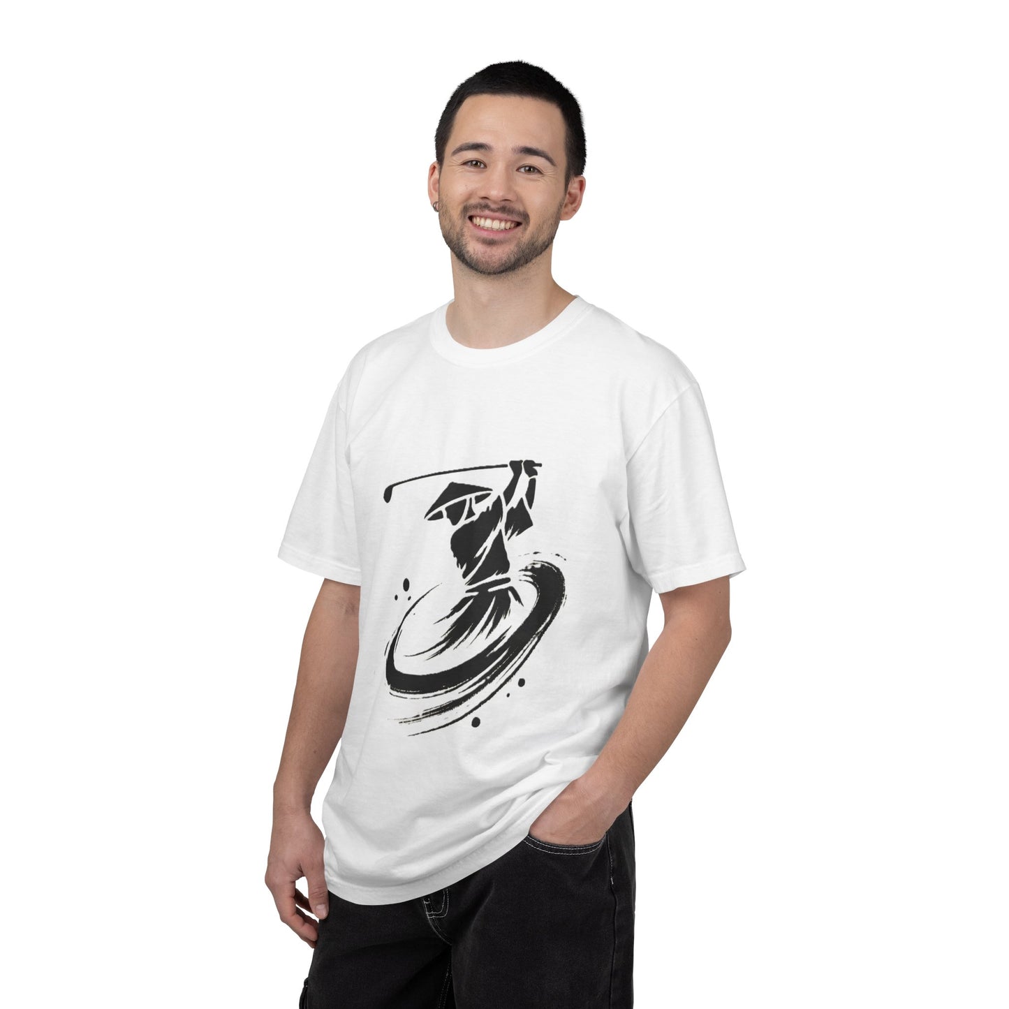 Zen Golf Swing Graphic T‑Shirt — Ink Brush Golfer Design