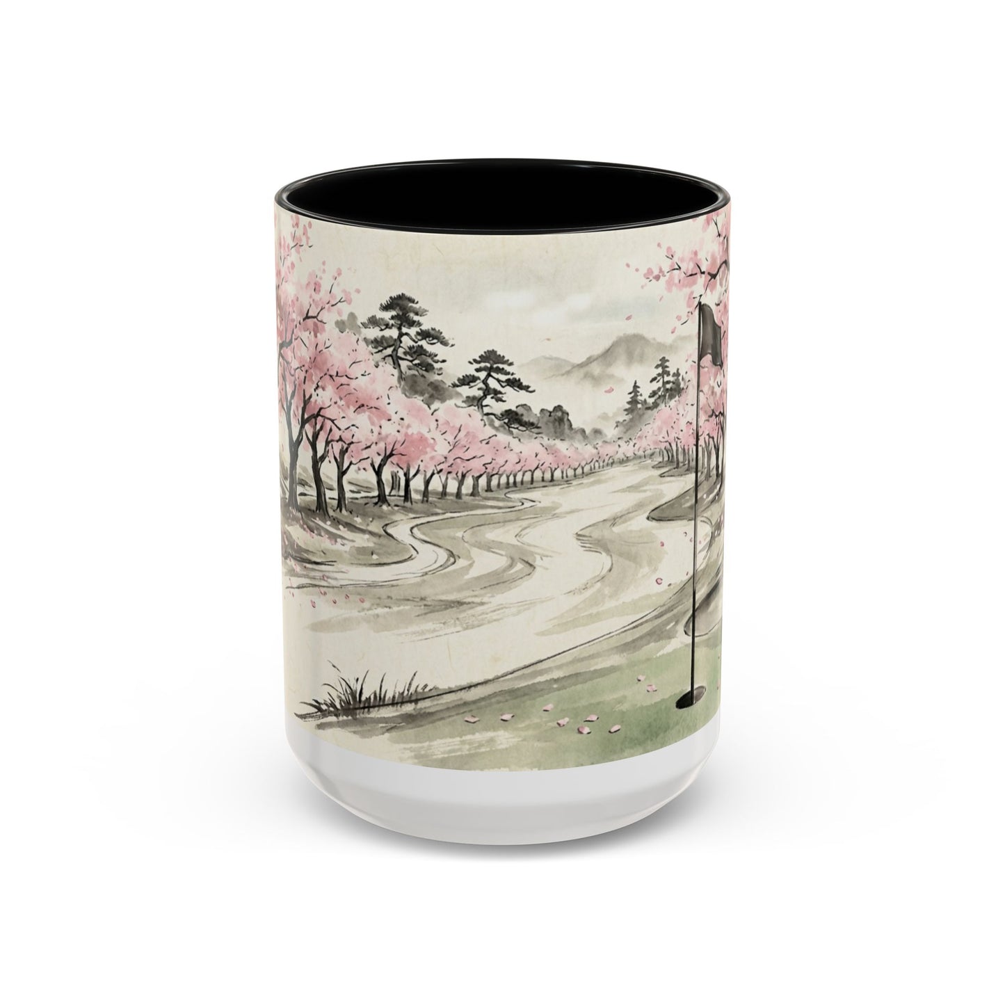 Zen Spot Golf Custom Cherry Blossom Golf Mug Scenic Sakura Golf Course Coffee Cup (11/15 oz)
