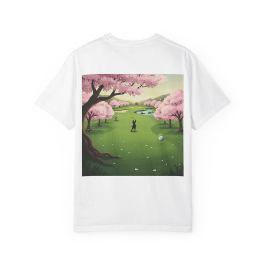 Golf Course Cherry Blossom T-Shirt – Scenic Golfer Graphic Tee