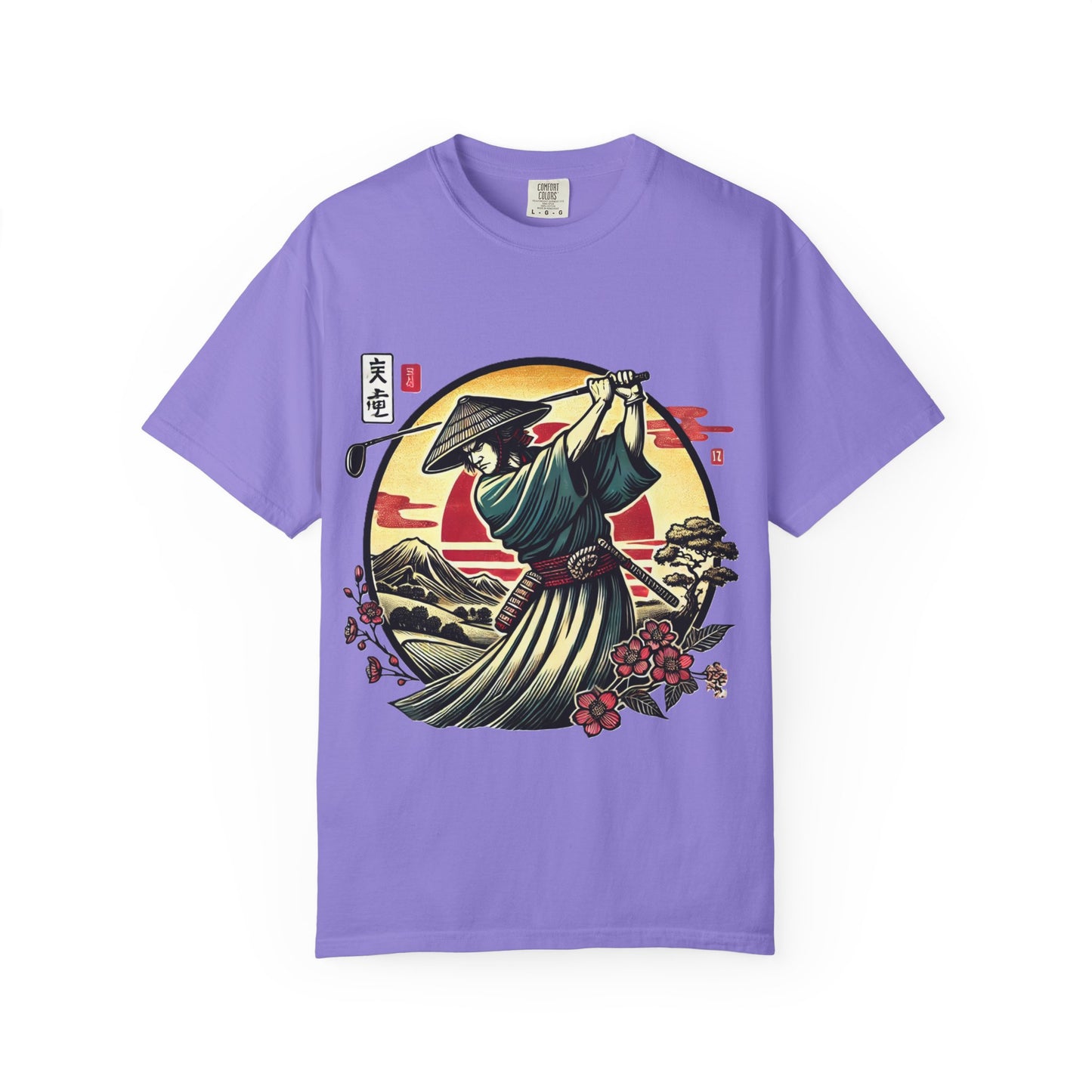 Zen Spot Golf Custom Samurai Golfer Sunset T-Shirt
