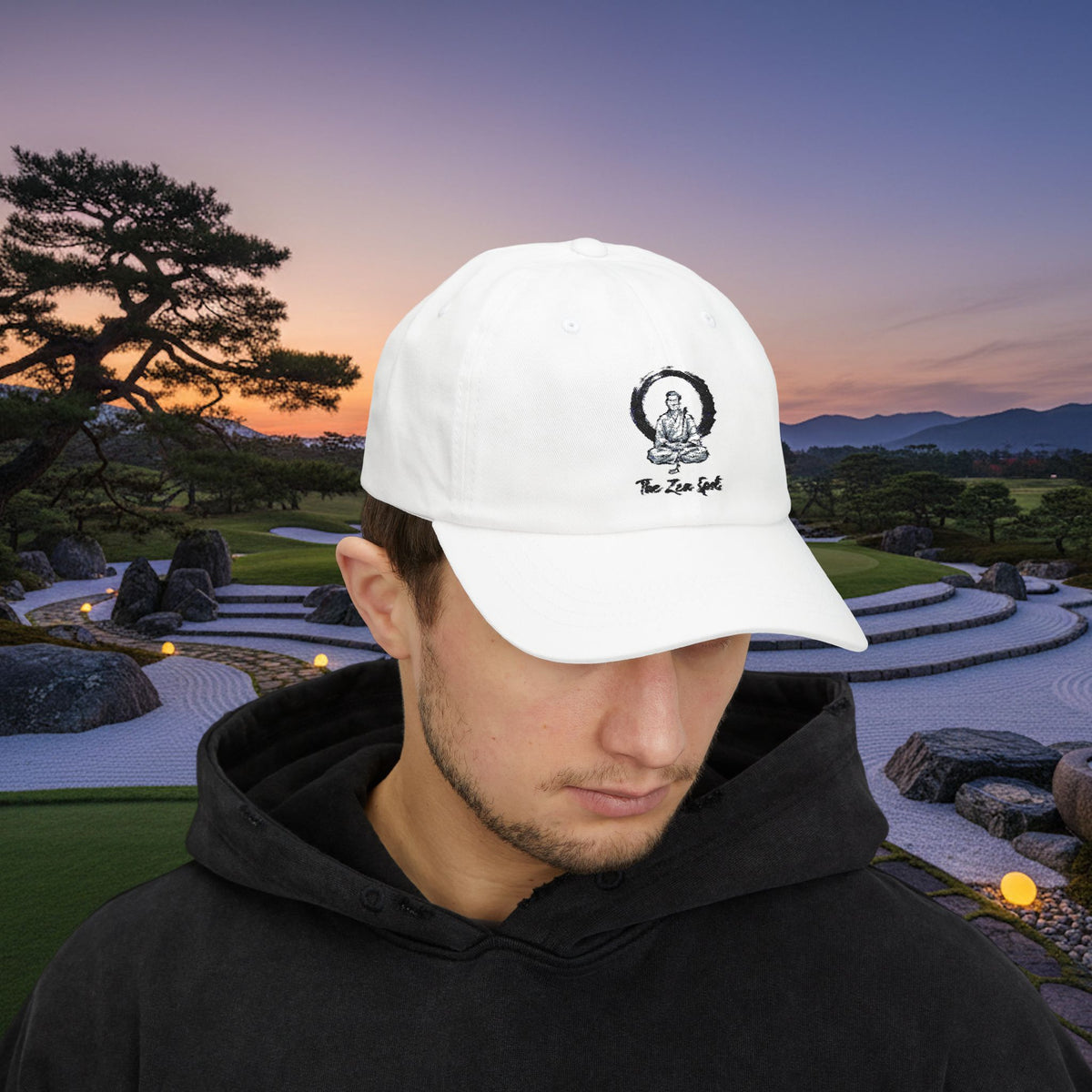 Embroidered Buddha Golfer Enso "The Zen Spot" Cap